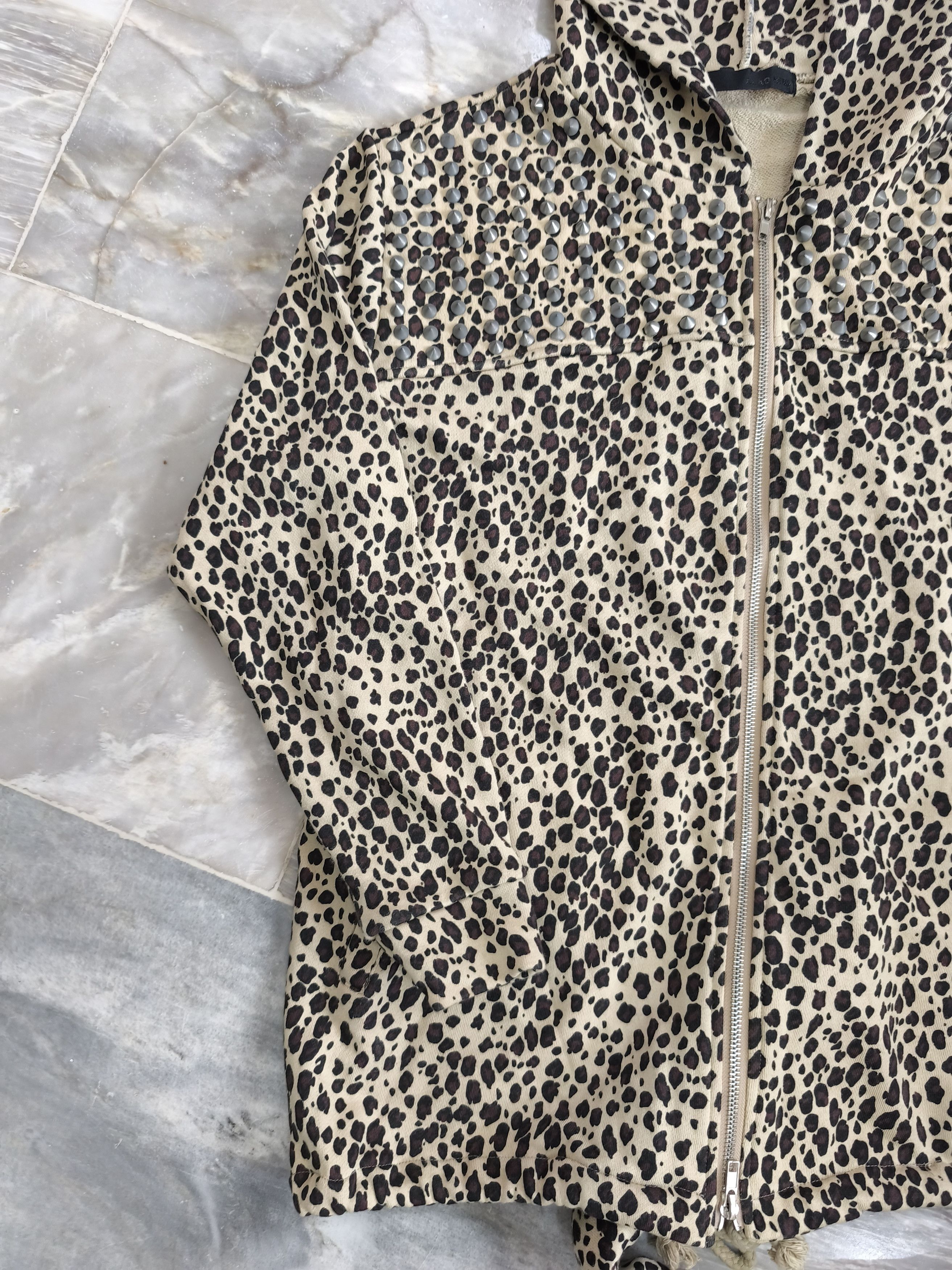 Japanese Brand Y2k Glad News Leopard Studded with Tail Zip Up Hoodie Size L / US 10 / IT 46 - 3 Thumbnail