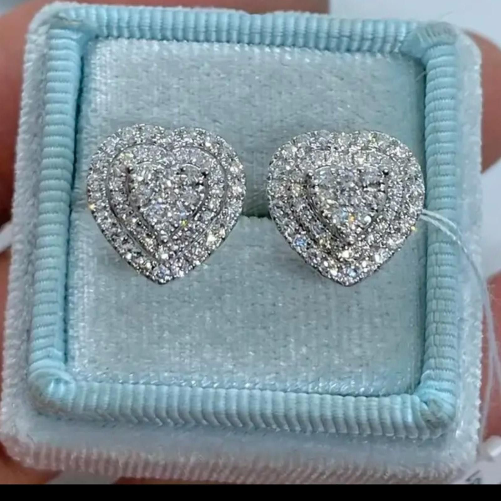 Designer 14k White Gold Plated 1.30 Ct Round Cut Sim Diamond Earrings Size ONE SIZE - 4 Thumbnail