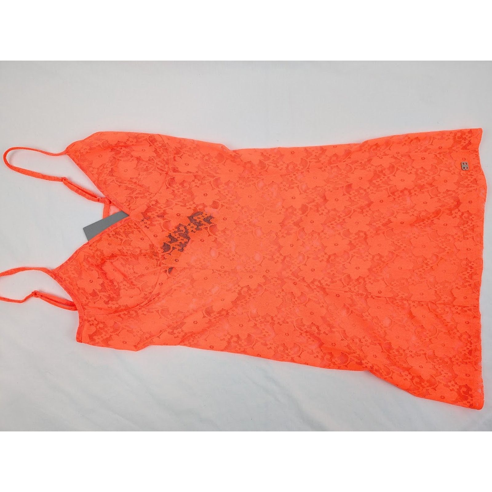 Balenciaga o1rshd1 Stretch Lace Short Dress in Fluo Orange Size L / US 10 / IT 46 - 3 Thumbnail