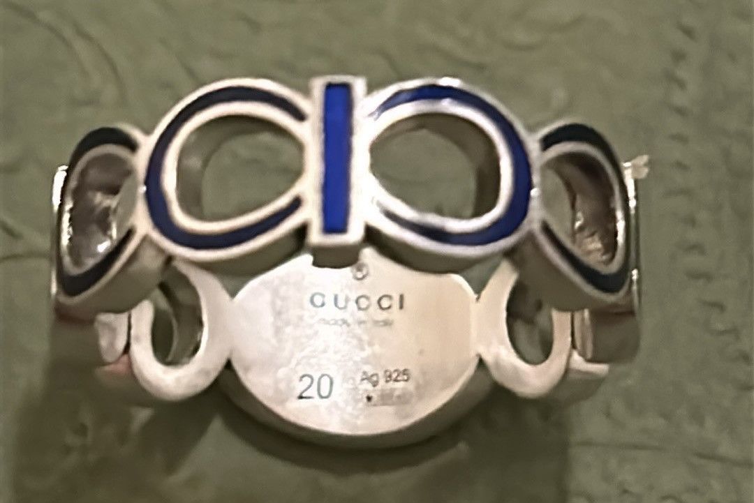 Gucci Gucci Unisex Sterling Silver Interlocking GG Logo Ring Size ONE SIZE - 5 Thumbnail