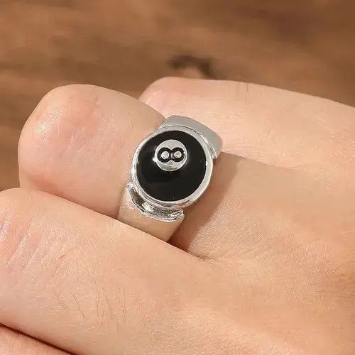 Ring Of Fire Number 8 Black Billiard Adjustable Ring Size ONE SIZE - 1 Thumbnail
