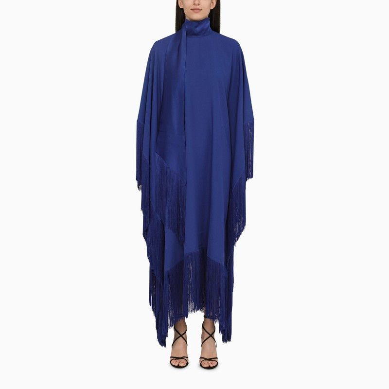 image of Taller Marmo Electric Blue Long Dress With Fringes, Women's
