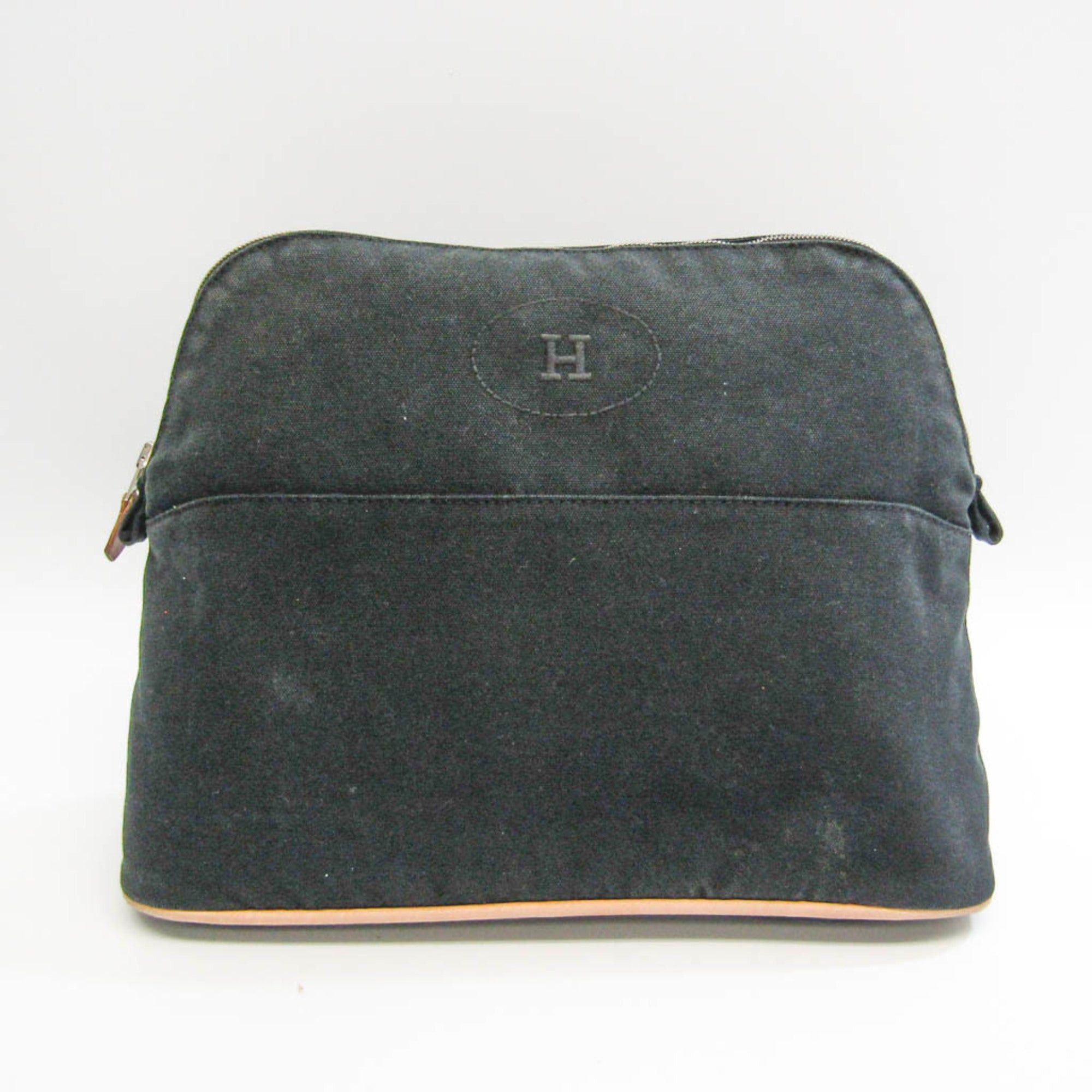 image of Hermes Bolide Gm Women's Cotton,leather Pouch Black,brown