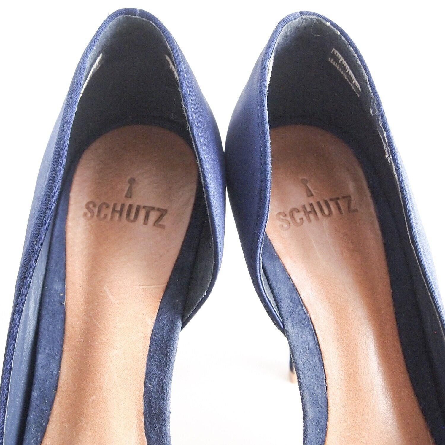 Designer Schutz D'Orsay HEels Blue Satin Suede US 7 EU 37 Size US 7 / IT 37 - 4 Thumbnail