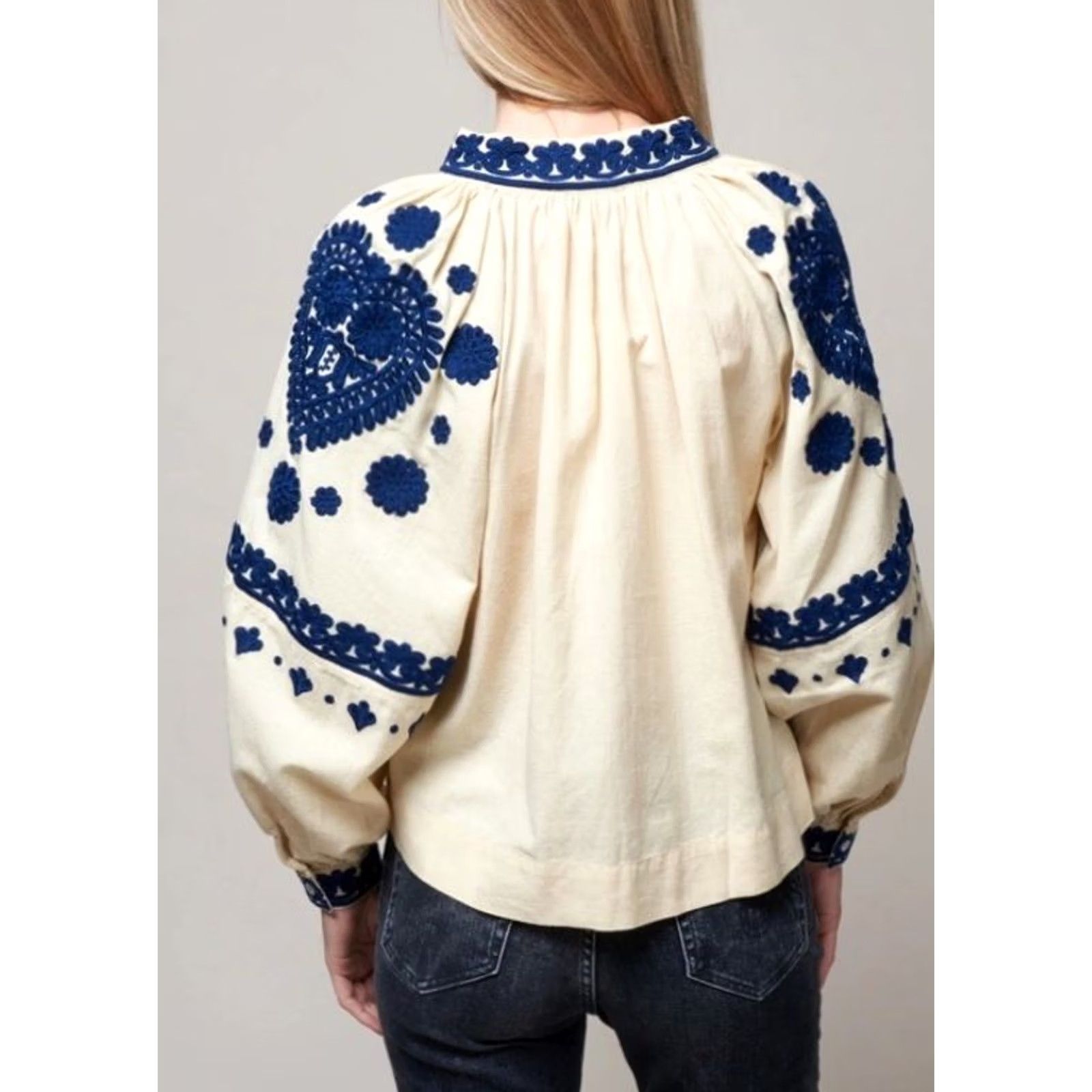 Sea New York Blouse Adult XS Cream Holly soutache long sleeve top 
