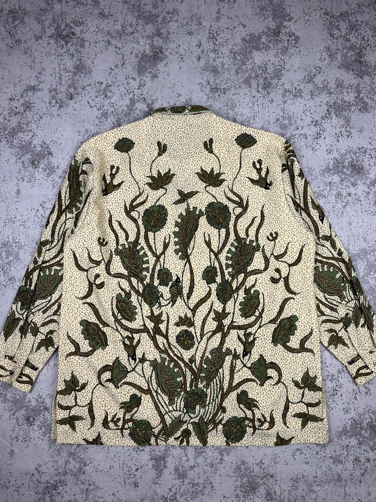 Designer Arjuna Weda Elegant Floral Batik Shirt Rare Size US XL / EU 56 / 4 - 2 Thumbnail