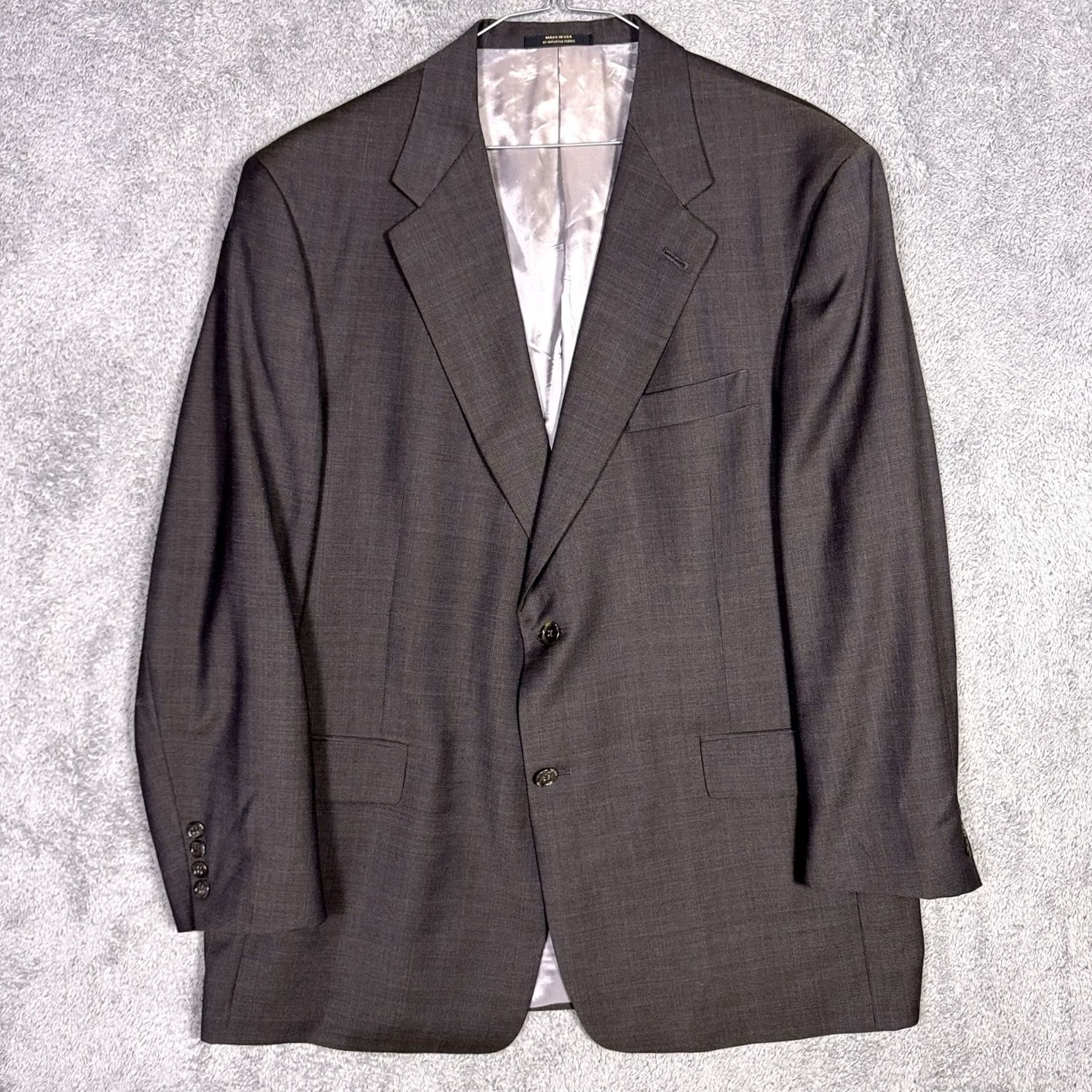 Hart Schaffner Marx Hart Schaffner Marx Gold Trumpeter Suit Mens 46R 42x32 Wool 2 Piece Set Cuffed Size 46R - 2 Thumbnail