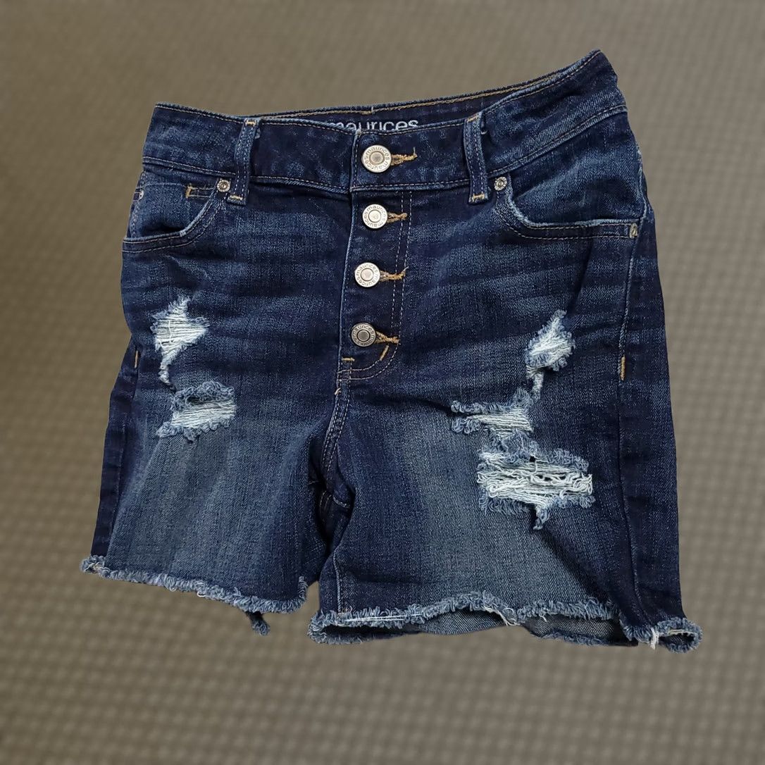 Vintage Maurices Denim Jean Shorts Womens 2 High Rise Distressed Blue Button Fly - Vintage Size 26" / US 2 / IT 38 - 1 Thumbnail