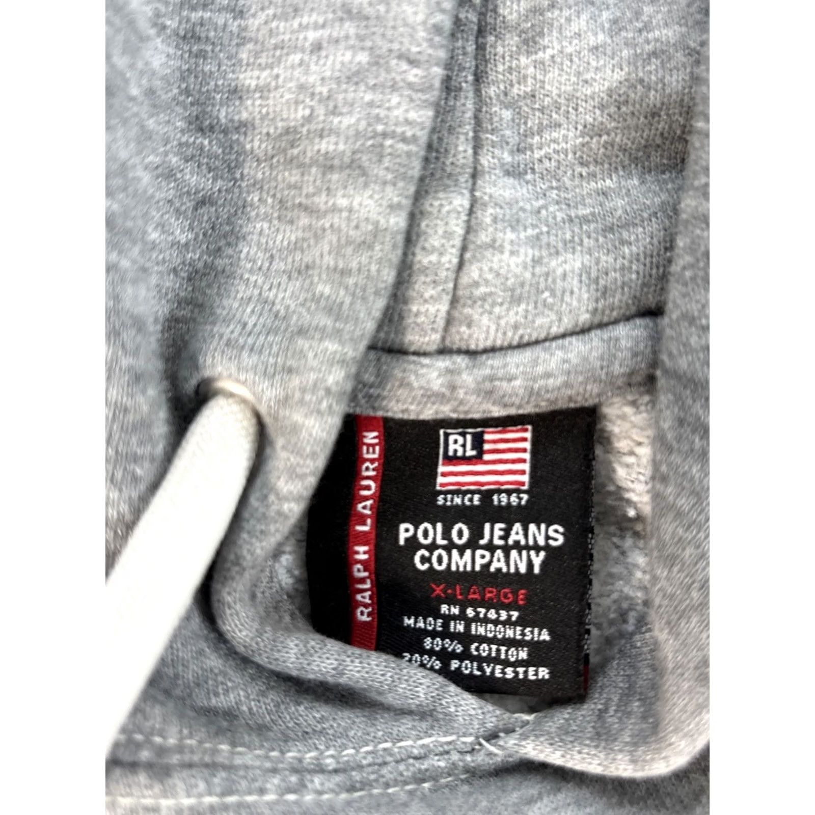 Vintage VINTAGE Polo Jeans Hoodie Mens XL Spell Out Embroidered Gray 90s Grunge Size US XL / EU 56 / 4 - 5 Thumbnail