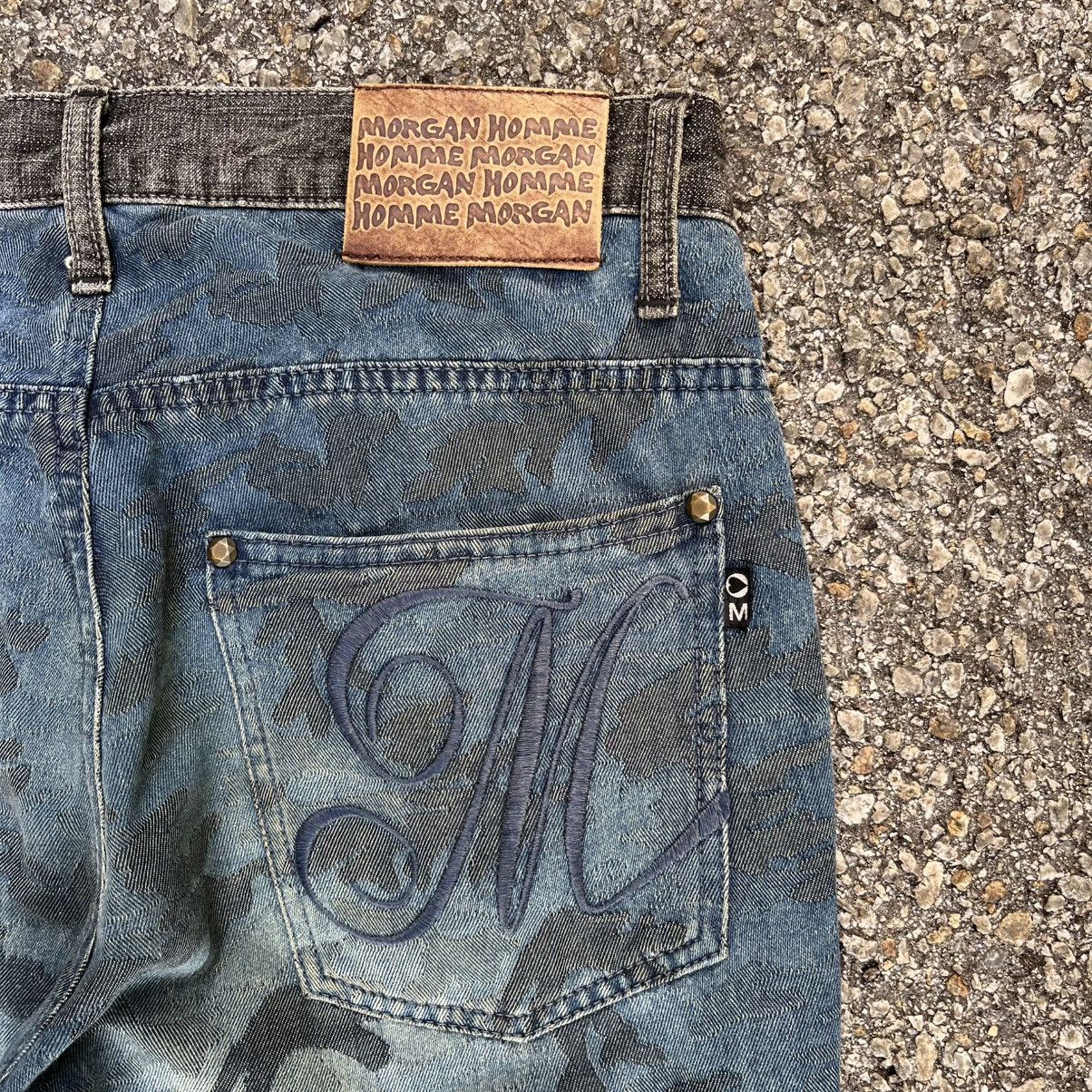 If Six Was Nine Morgan Homme Jeans Two Tone Colour Low Rise Denim Camo Size US 29 - 12 Thumbnail