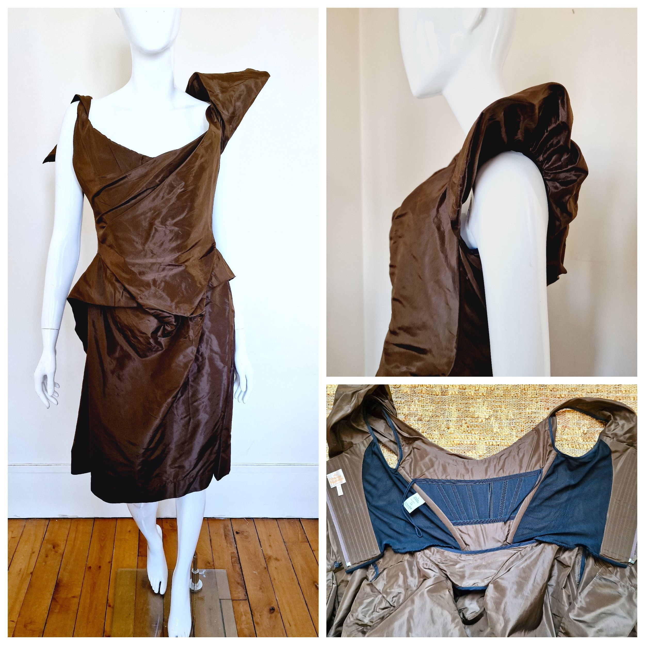 Vivienne Westwood Vivienne Westwood Bustier Corset Brown Taffeta Large Dress Size L / US 10 / IT 46 - 1 Thumbnail
