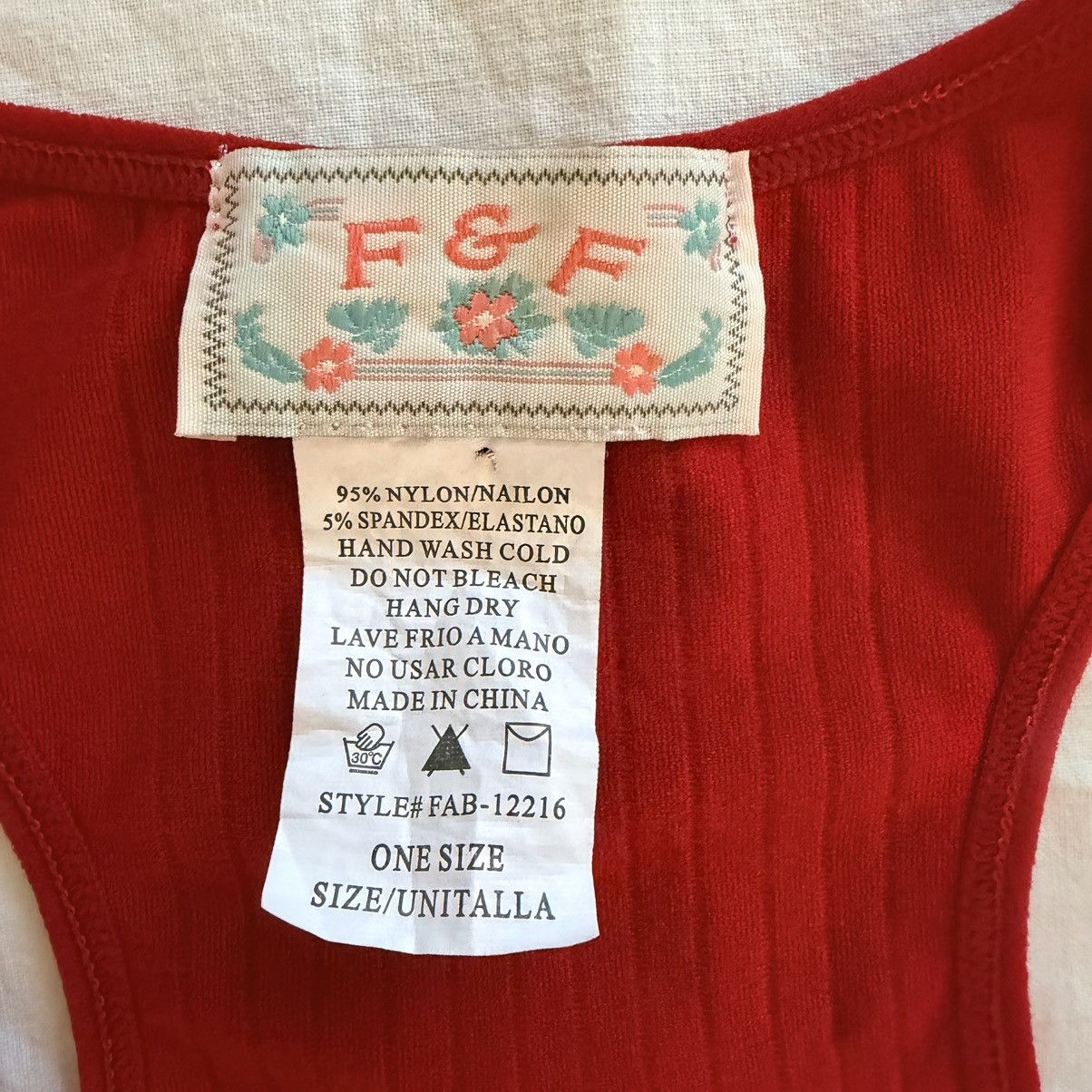Other F&F Red Jacquard Ribbed Bodycon Tank Cutout Sides One Size Size ONE SIZE - 10 Thumbnail