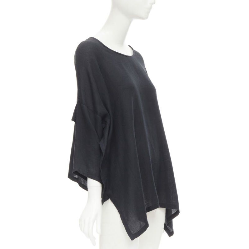 Comme des Garcons COMME DES GARCONS 1980s Vintage black linen square shorter back loose top S Size S / US 4 / IT 40 - 1 Thumbnail