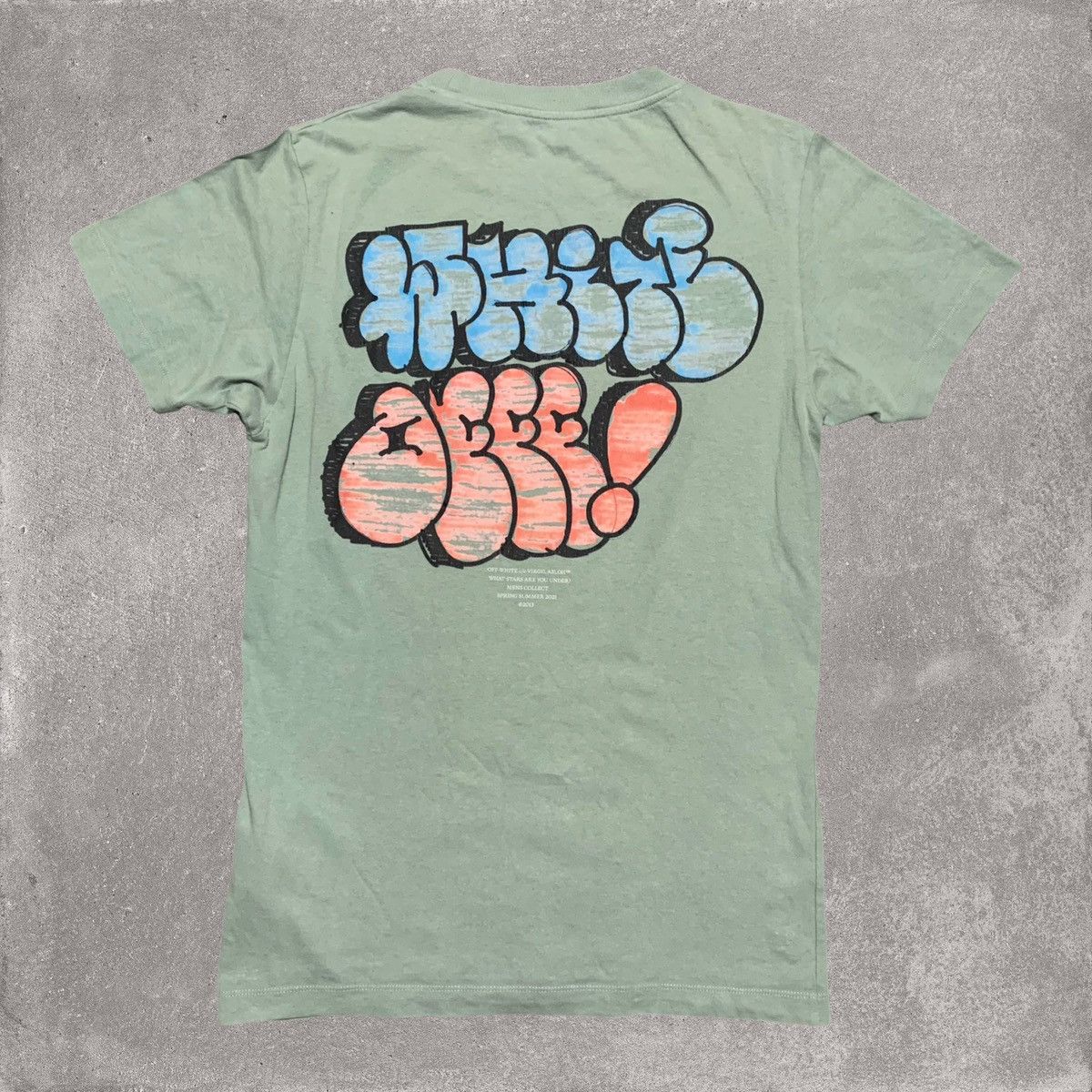 image of Off White Small Graffiti Logo Mint Green Tee Virgil Abloh, Men's