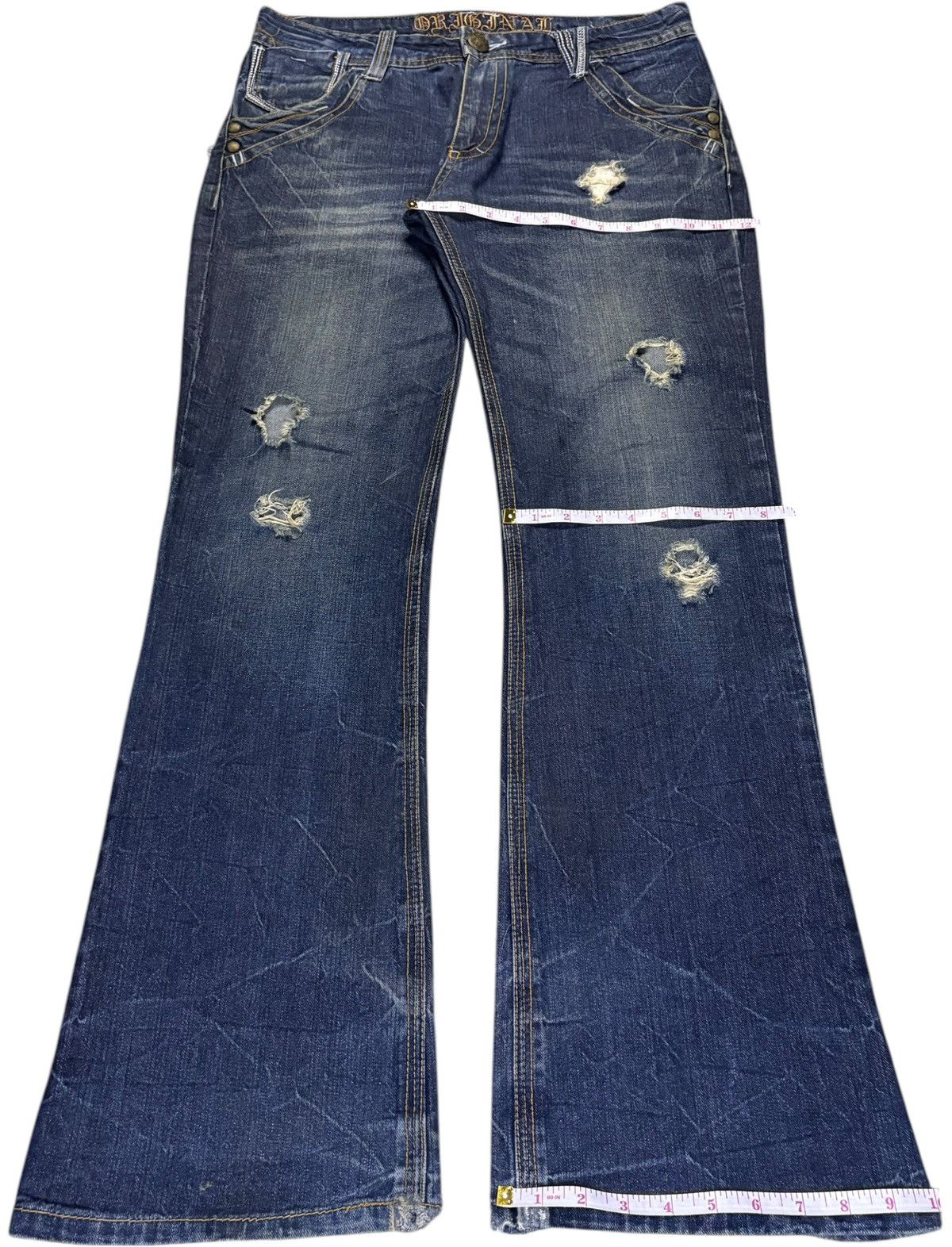 Japanese Brand Vintage Japanese Brand Mud Wash Distressed Flare Jeans Size 34" / US 12 / IT 48 - 14 Thumbnail