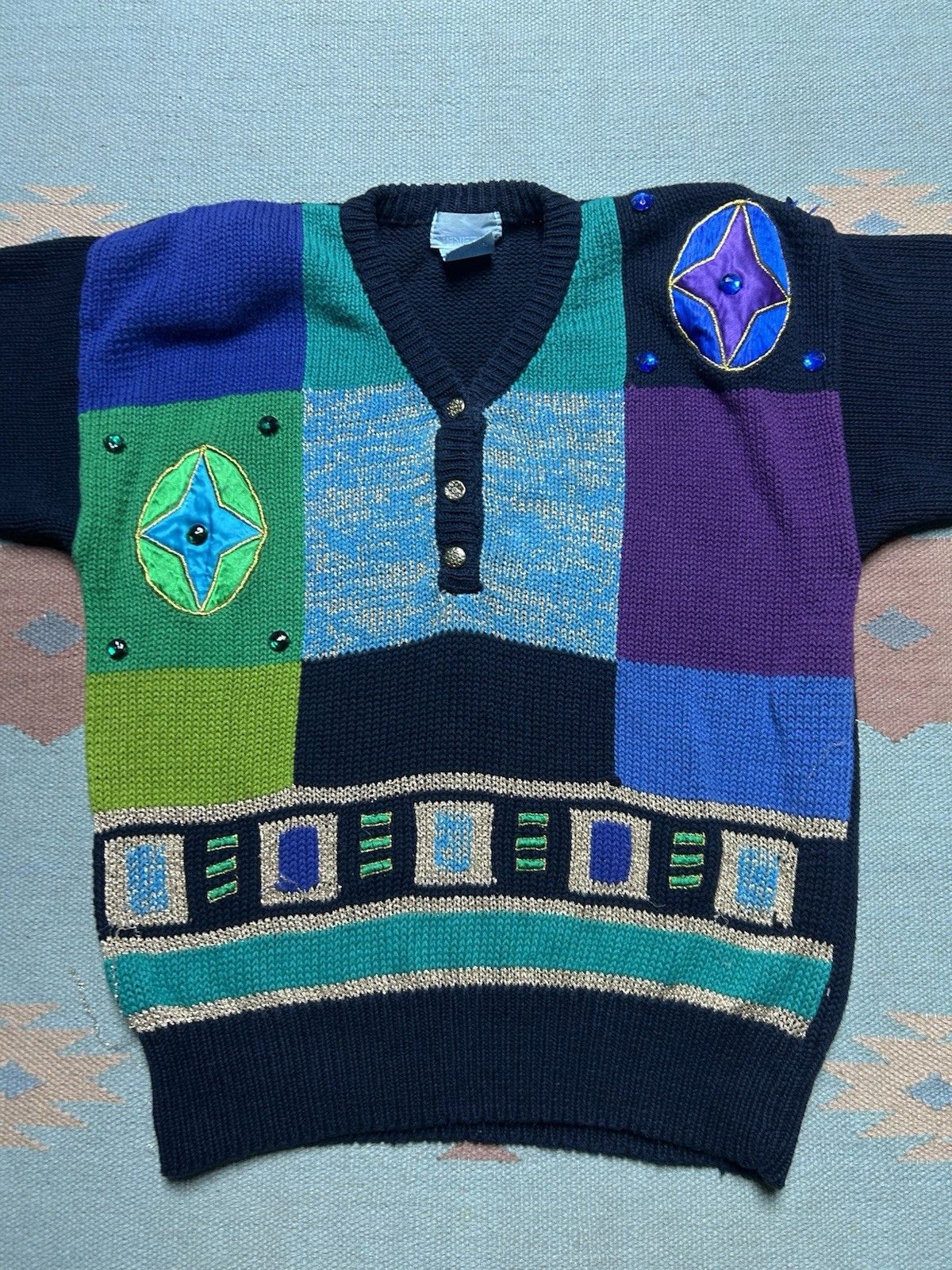 Vintage Vtg Venezia sweater ramie cotton knit sparkles shiny medium Size M / US 6-8 / IT 42-44 - 2 Thumbnail