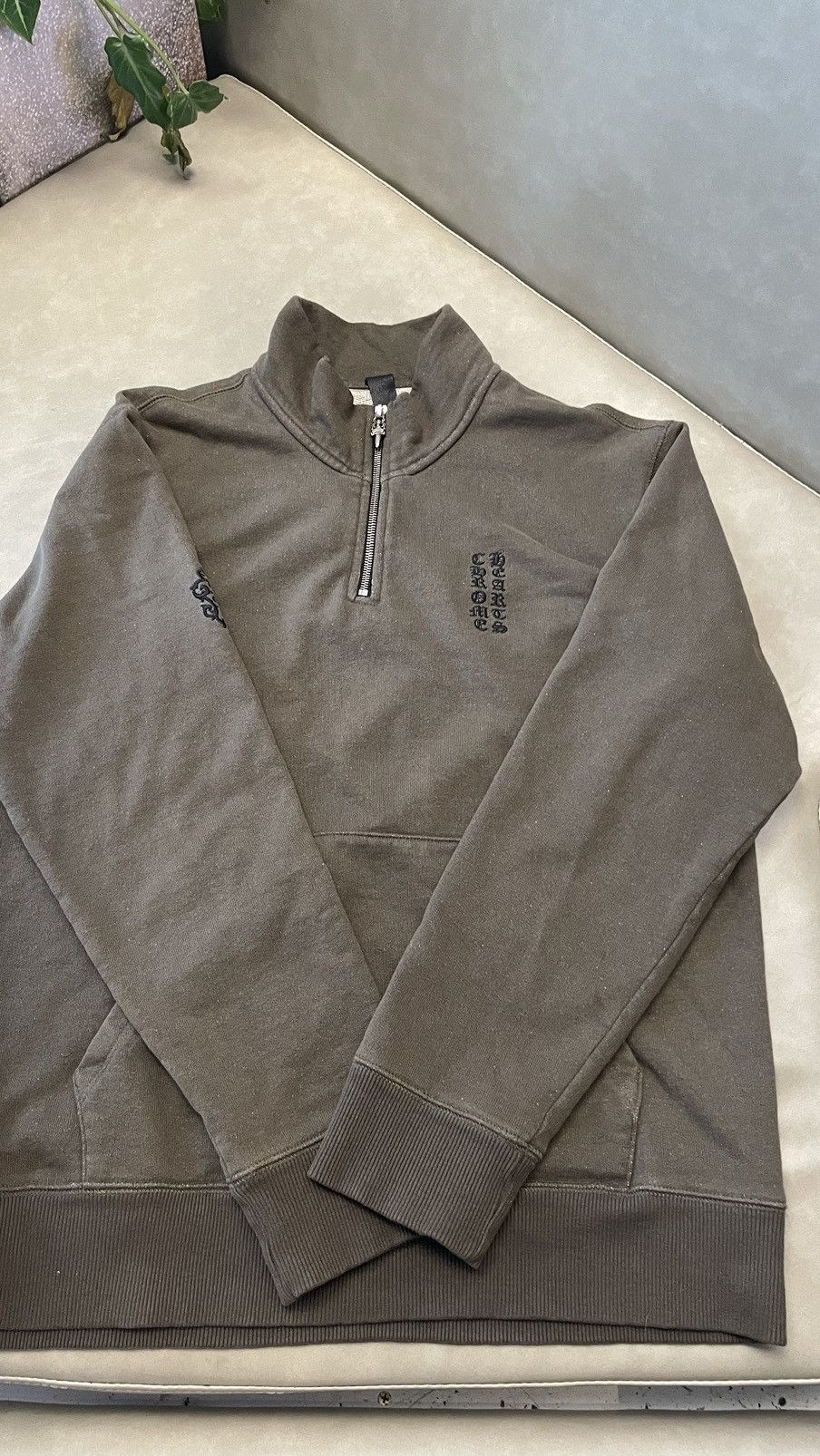 image of Chrome Hearts Dagger Quater Zip in Green, Men's (Size Medium)