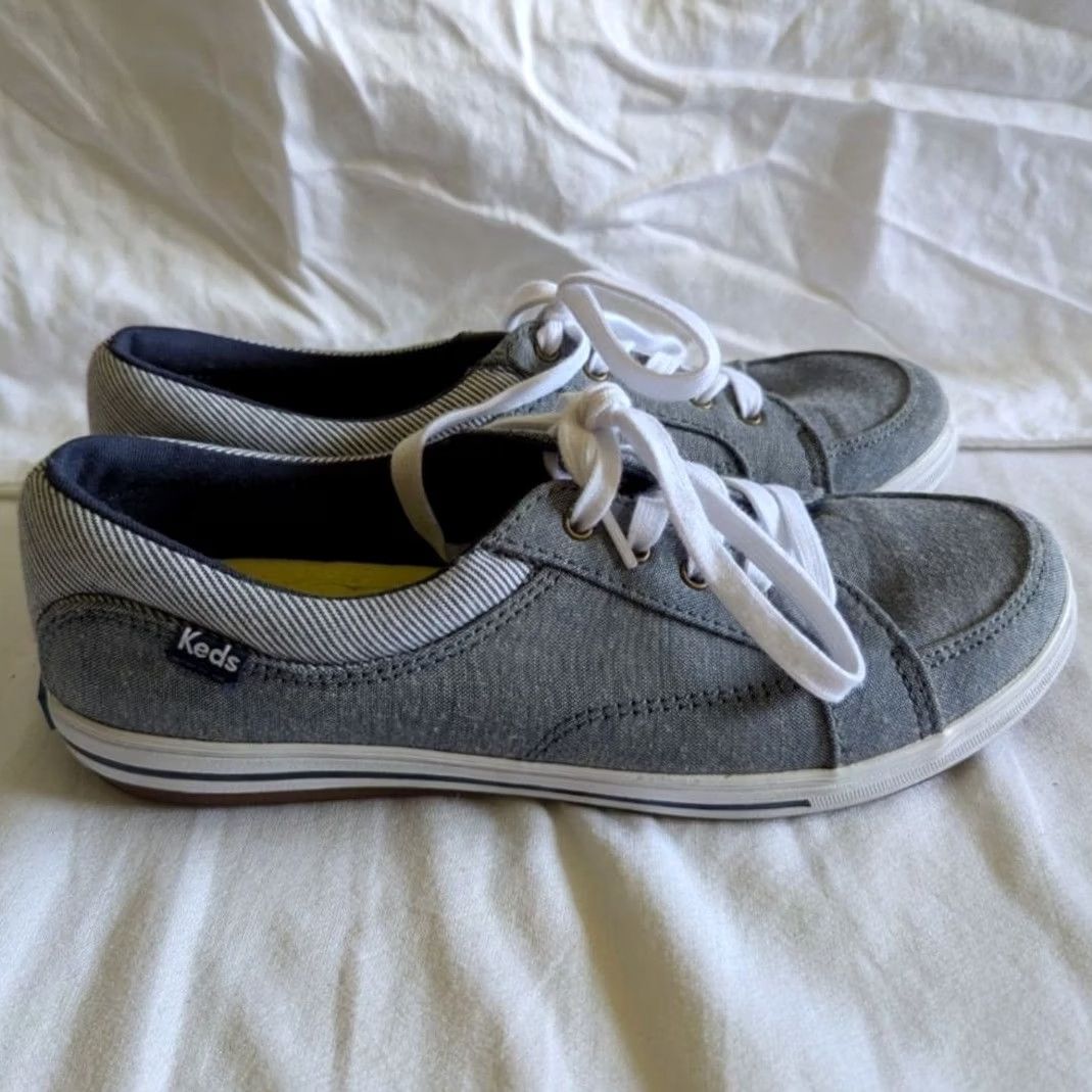 Keds Keds Ortholite Grey Chambray Low Top Lace Up Sneakers Womens Sz 6.5 Minimalist Size S / US 4 / IT 40 - 3 Thumbnail