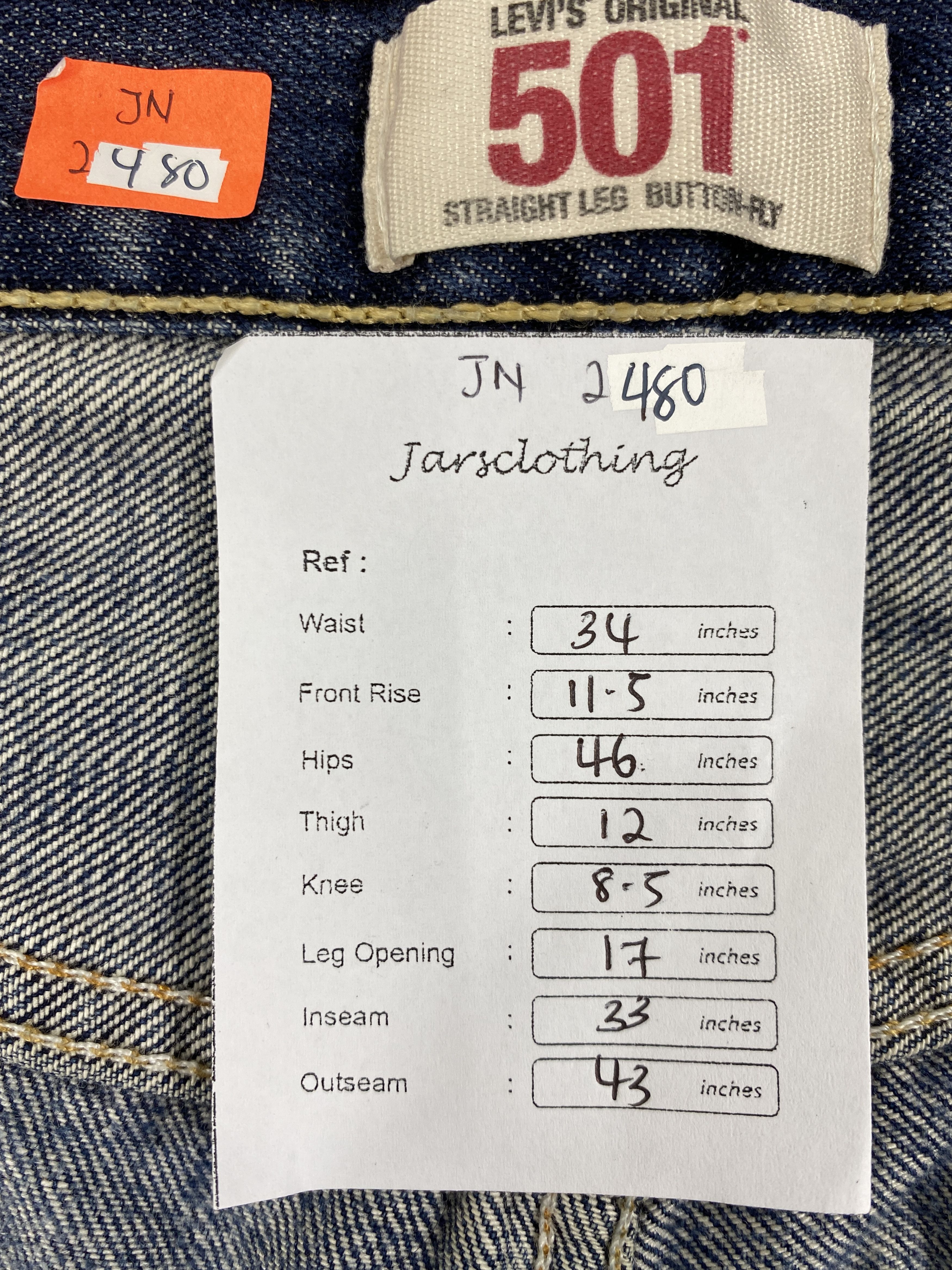 Japanese Brand istressed Blue Vintage Levi's 501 34x33 Denim -JN2480 Size US 34 / EU 50 - 7 Thumbnail