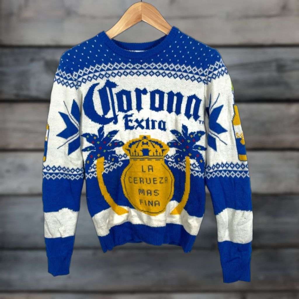 Vintage Corona Extra Beer Sweater Adult Small Blue White Ugly Christmas Knit AOP Size US S / EU 44-46 / 1 - 1 Thumbnail
