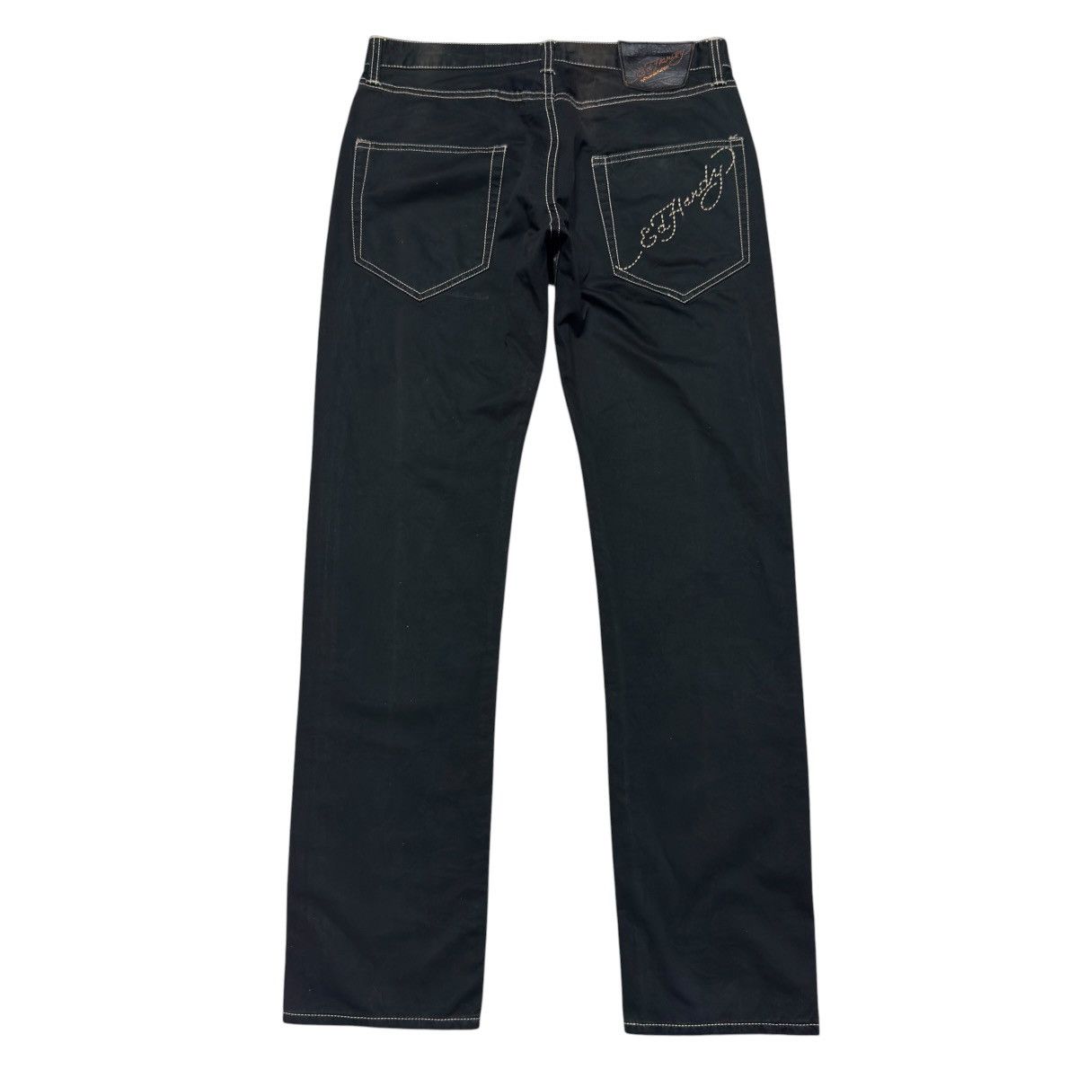 Ed Hardy Ed Hardy Black Wax Denim Devil Butt Logo Pants | Grailed
