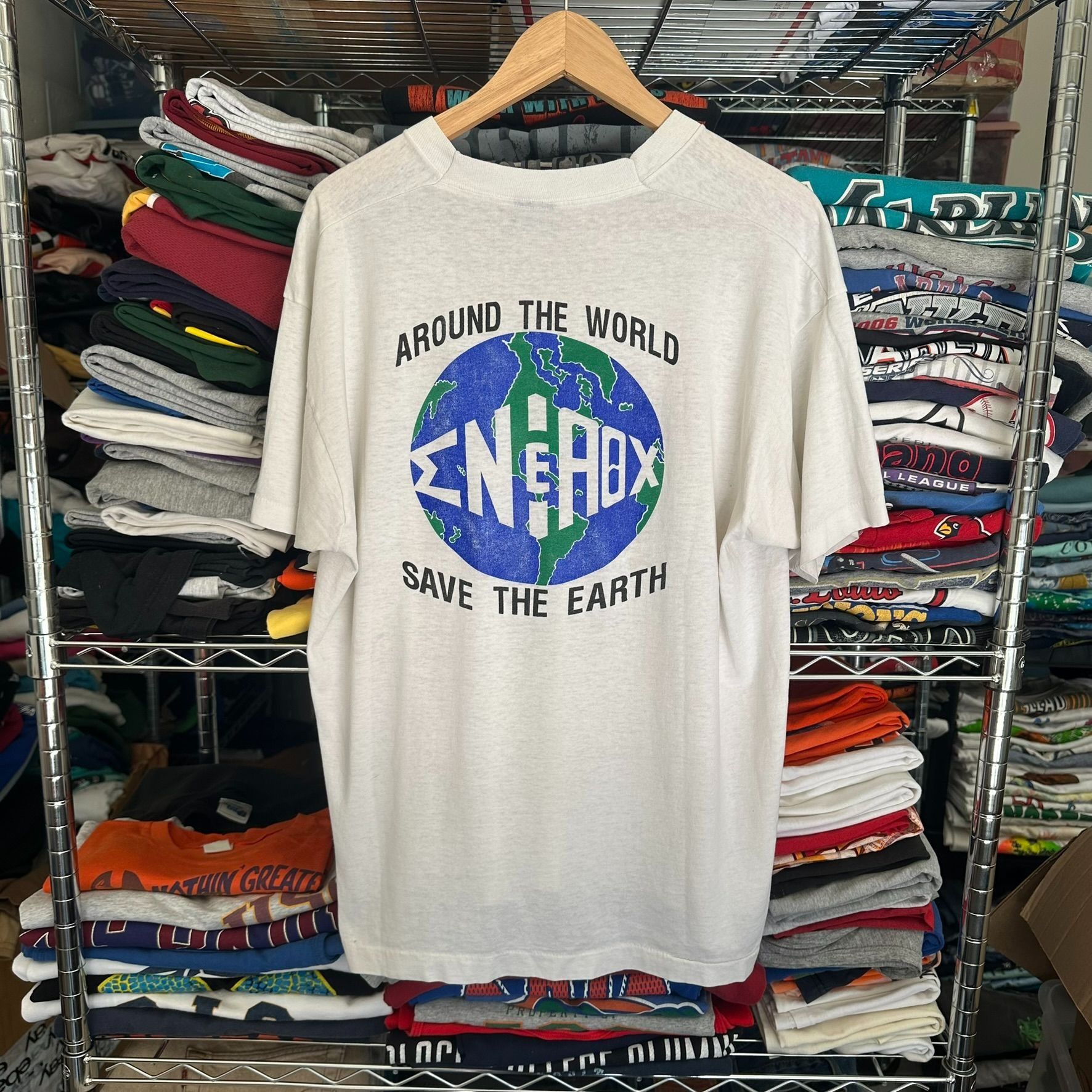 Fruit Of The Loom Vintage 90s Save the Earth T-Shirt Gorpcore Environmental Si Size US XL / EU 56 / 4 - 1 Thumbnail