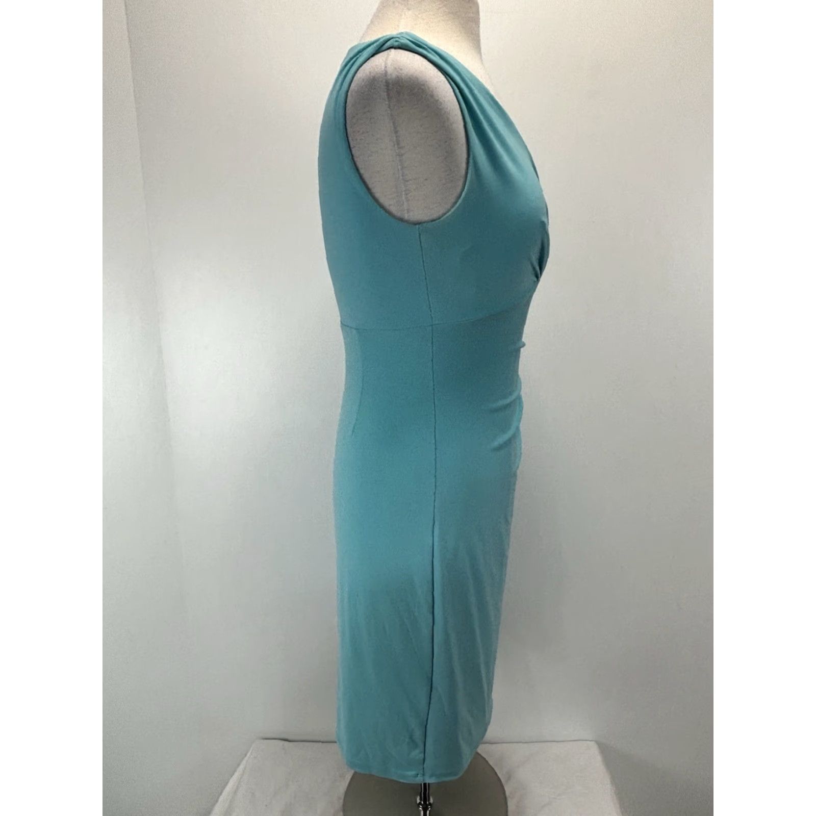 Ralph Lauren Lauren Ralph Lauren Dress Sz 6p Petite Aqua Blue Stretch Ruched Side Faux Wrap Size M / US 6-8 / IT 42-44 - 4 Thumbnail