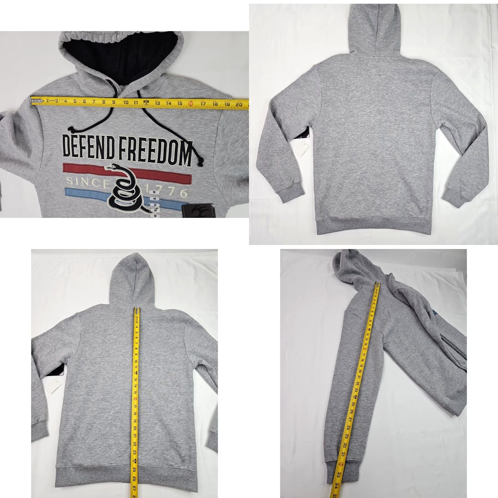 Vintage Buck Wear Hoodie Defend Freedom Since 1776 Men M Hooded Pullover Embroidered USA Graphic Print Gray NWT Size US M / EU 48-50 / 2 - 8 Thumbnail