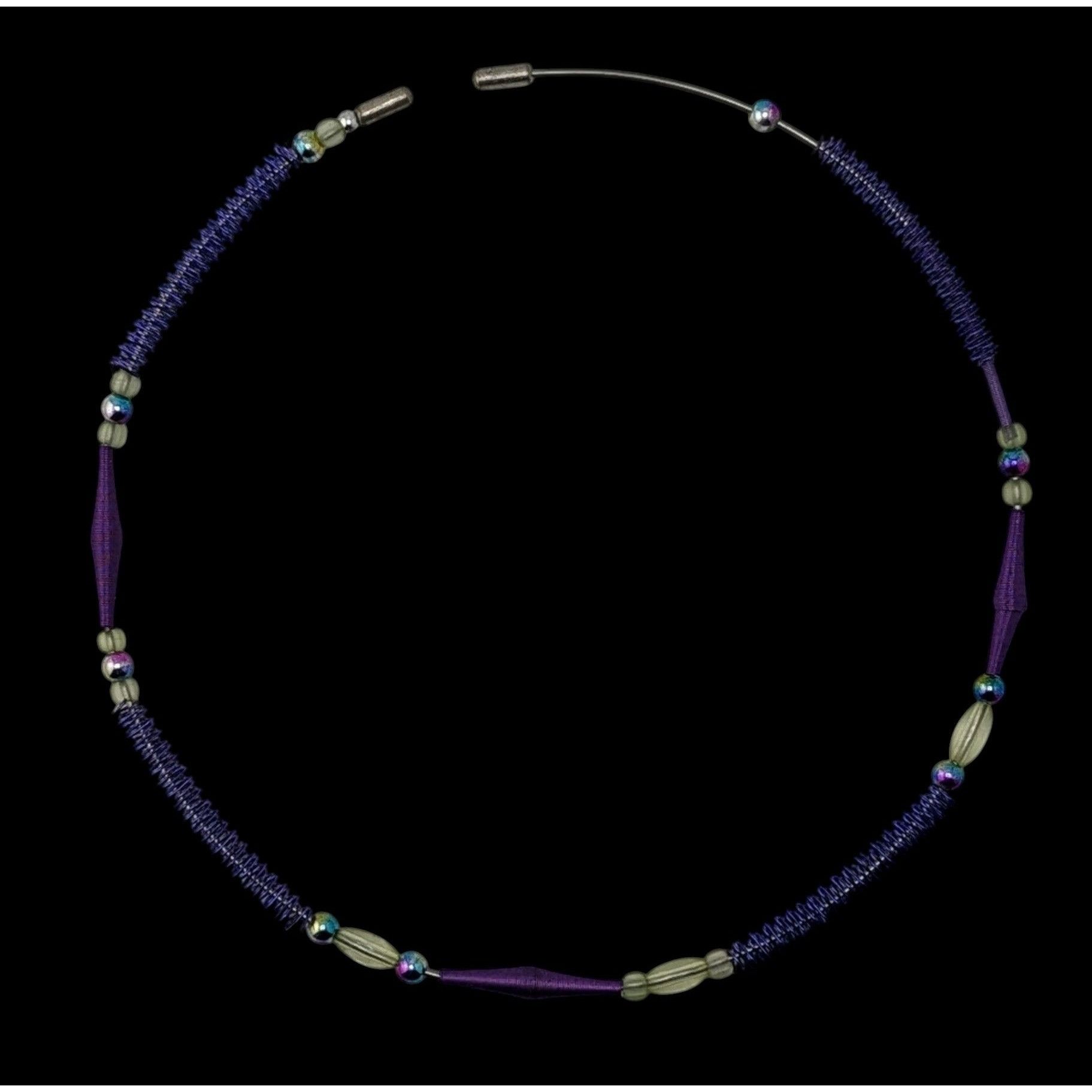 Handmade Handmade Purple Wire Wrapped Beaded Necklace With Spiral Wir Size ONE SIZE - 2 Thumbnail