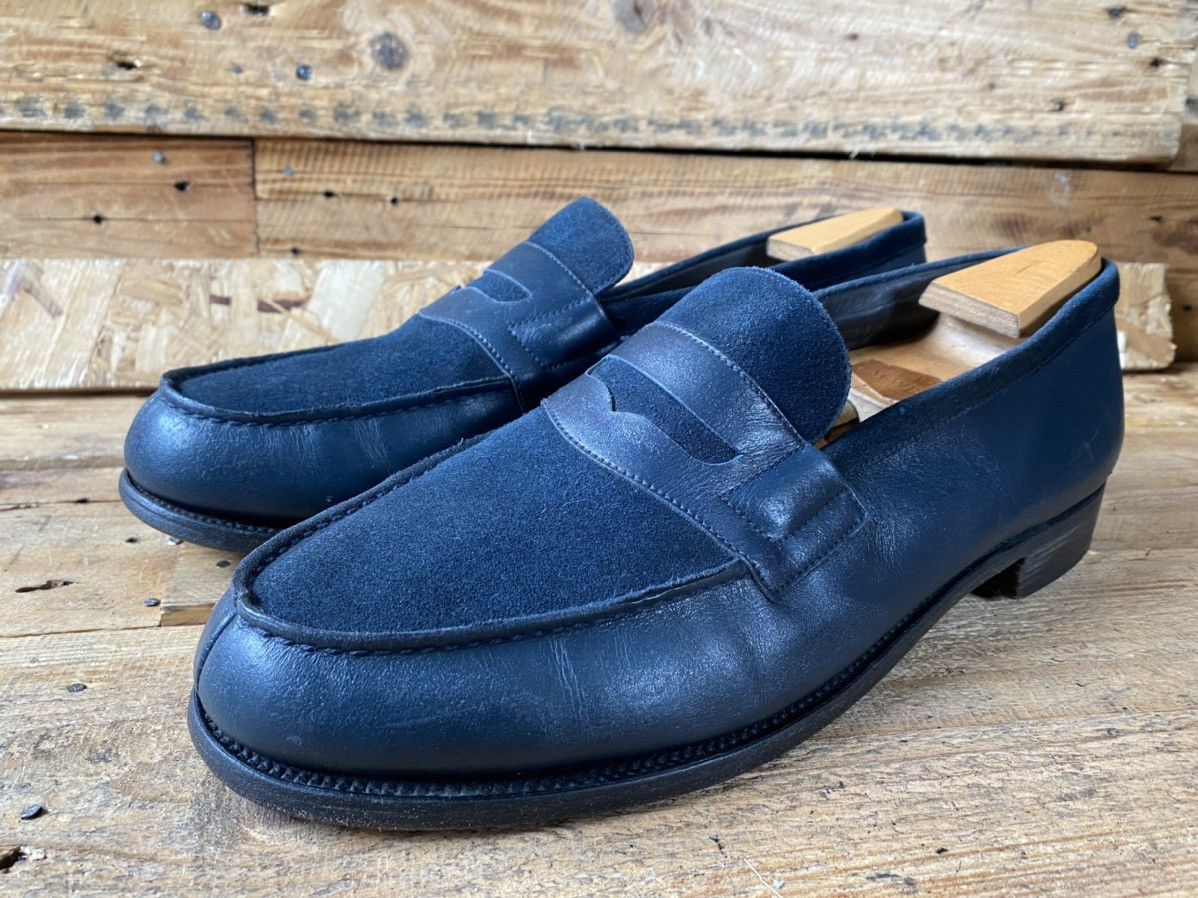 J.M. Weston J.M.Weston 180 blue suede penny loafers sz uk 9E US 10 Size US 9.5 / EU 42-43 - 4 Thumbnail