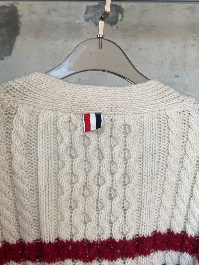 Thom Browne Thom Browne White striped knit cardigan Size US XS / EU 42 / 0 - 4 Thumbnail