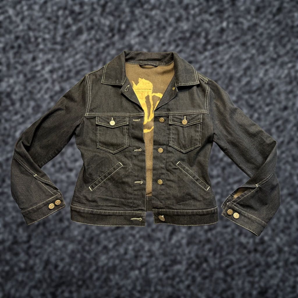 Denime Otto Kern Kashira Black/Brown Button Denim Jacket Women M Jacket Brown Denim Mens? Women? (Keep: Women M) Size M / US 6-8 / IT 42-44 - 1 Thumbnail
