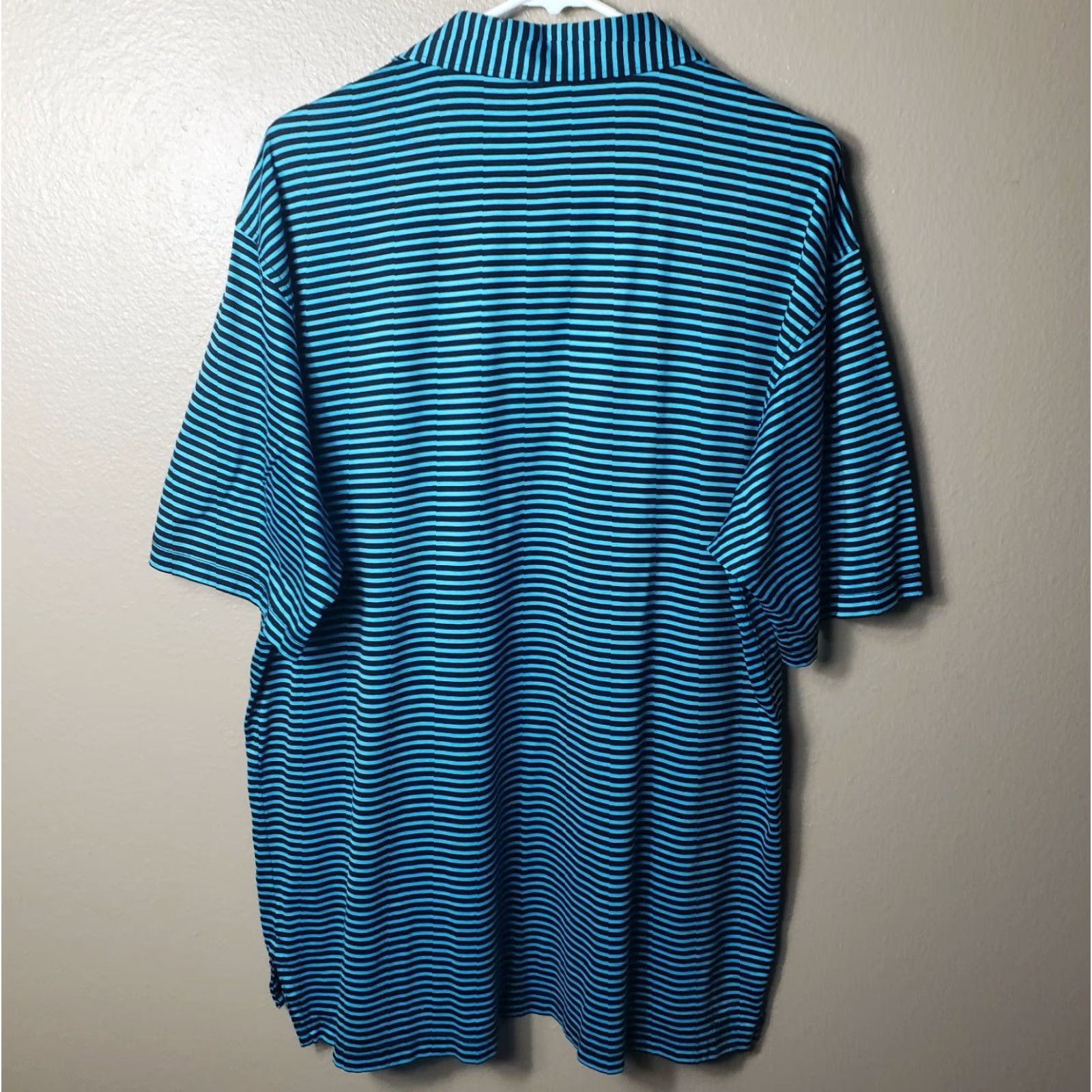 Peter Millar Peter Millar Striped Golf Polo-100% Cotton Turquoise/Black-Size L-Short Sleeve-Black Mens Polo Size US L / EU 52-54 / 3 - 5 Thumbnail