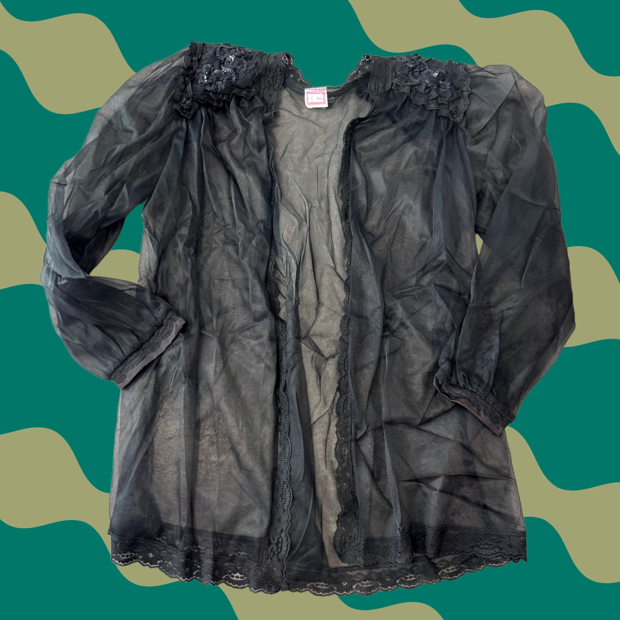 Vintage VINTAGE Y2K 90'S Full Micro Sheer Lace Black Lingerie Slip Blouse Longsleeve M Shirt Womens XS? Size M / US 6-8 / IT 42-44 - 1 Thumbnail