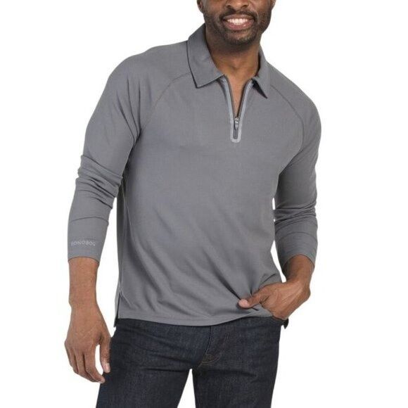 Bonobos Bonobos Mens Gray Quarter Zip Long Sleeve Collared Golf Polo Size US M / EU 48-50 / 2 - 1 Thumbnail