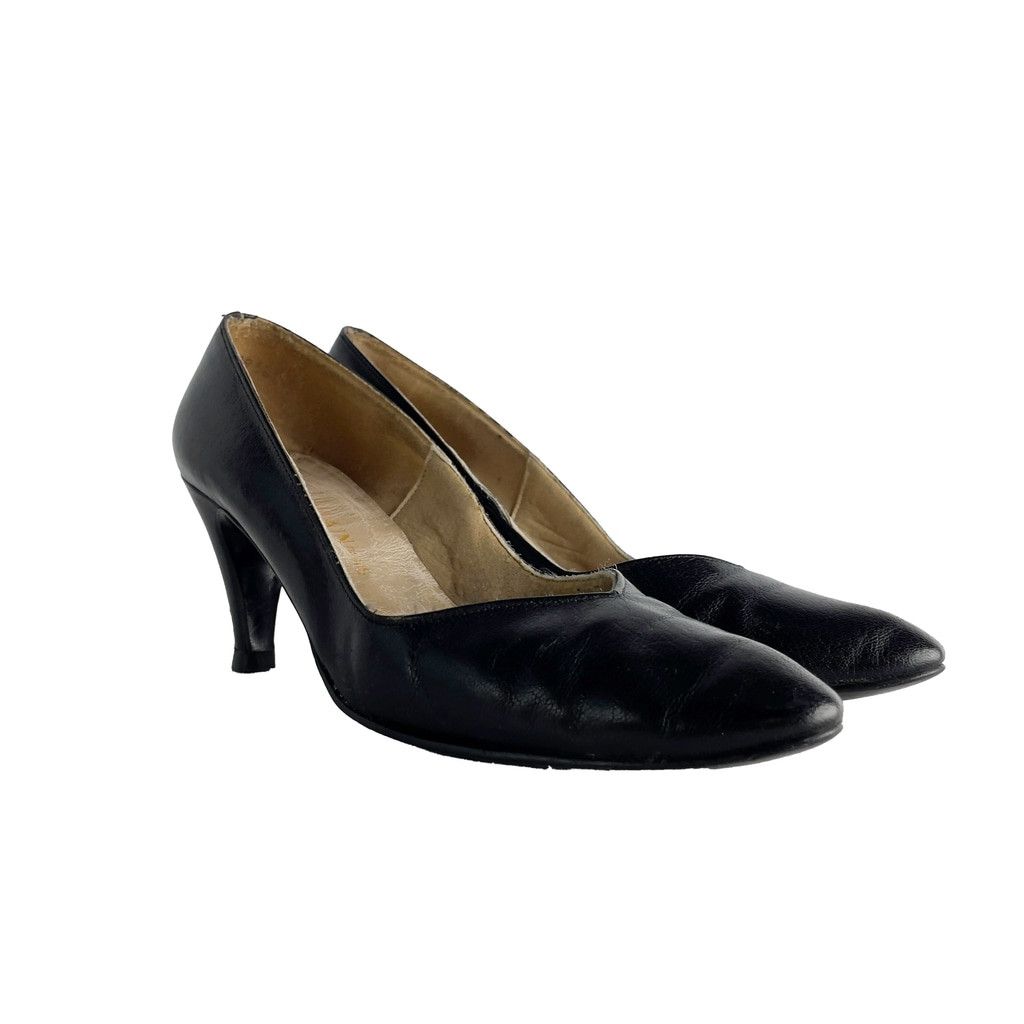 BALMAIN Vintage Leather Pointed toe Heel black Pump