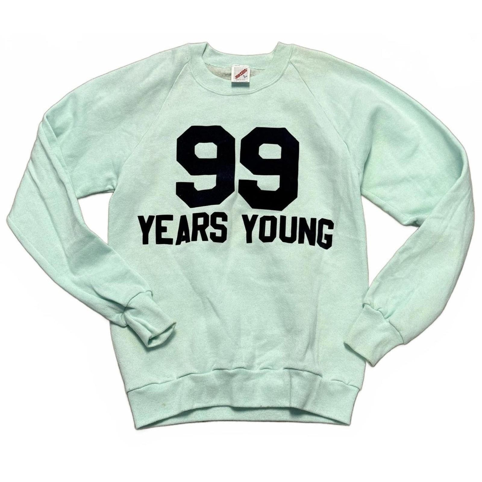 Jerzees Vtg Jerzees Crewneck Small Mint Green 99 Years Young Size US S / EU 44-46 / 1 - 1 Thumbnail