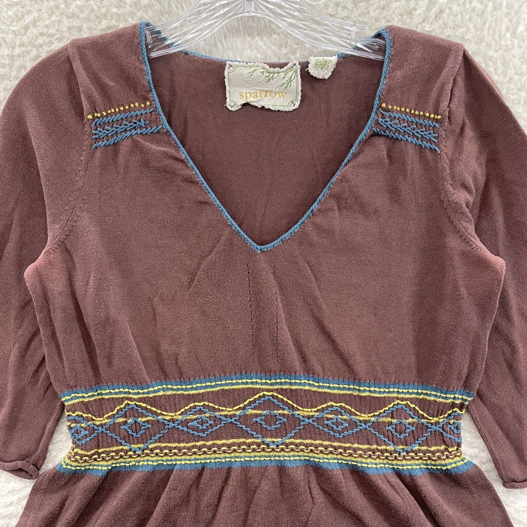Arrow VINTAGE Y2K Embroidered Boho Peplum Top Shirt Medium Brown Nike? Size M / US 6-8 / IT 42-44 - 3 Thumbnail