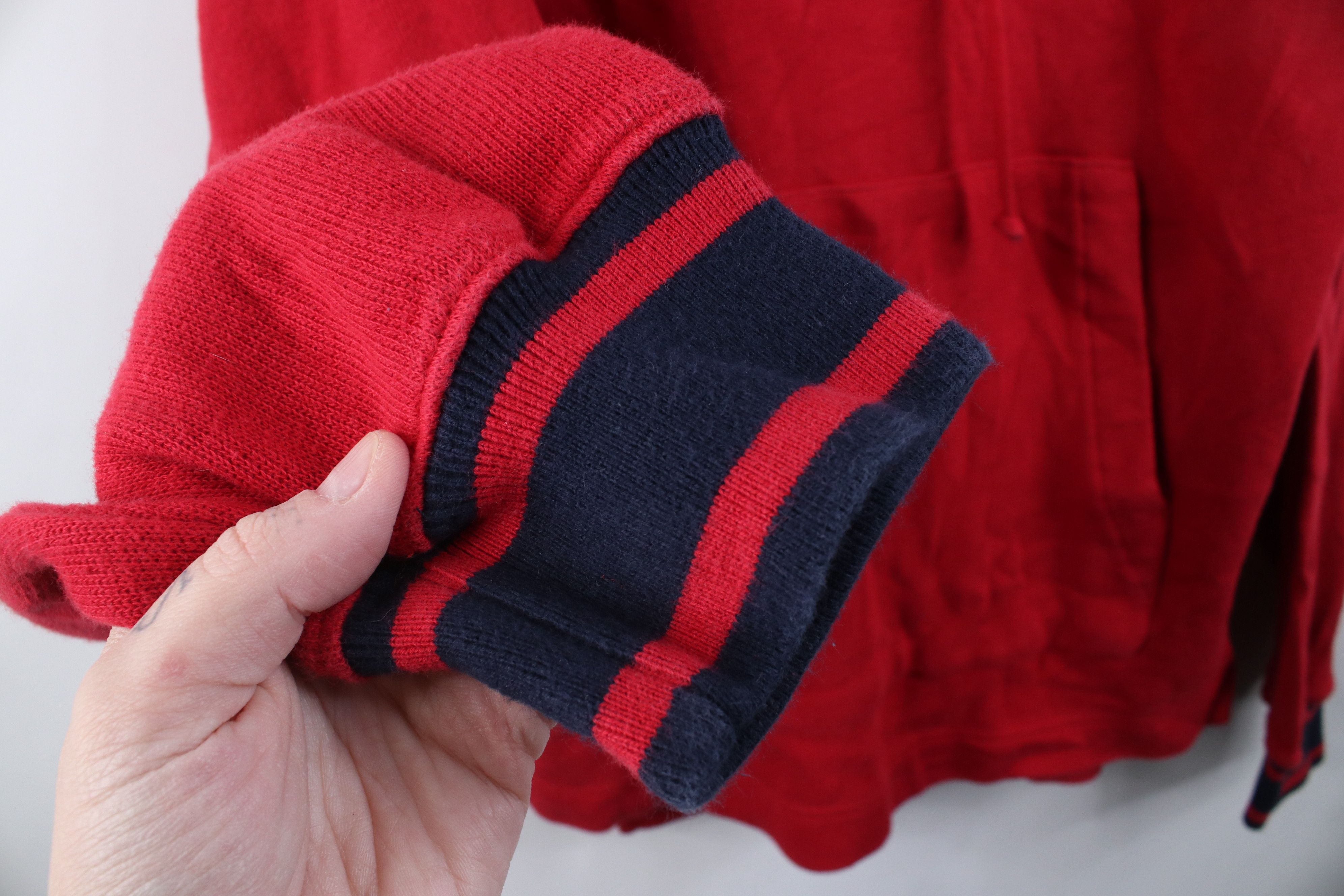Nautica Vintage 90s Nautica Ribbed Knit Hoodie Sweater Red Cotton Size US M / EU 48-50 / 2 - 9 Thumbnail