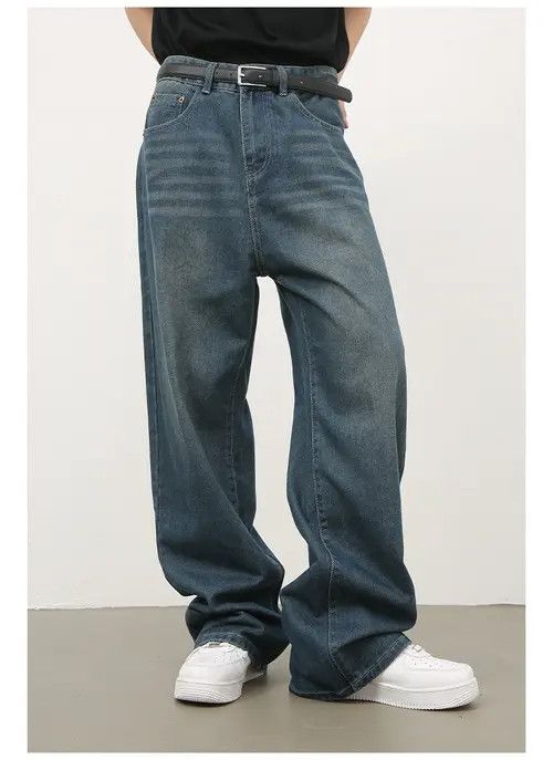 Anime × Japanese Brand × Jean Pants Vintage washed men's loose straight wide-leg jeans Size US 32 / EU 48 - 3 Thumbnail
