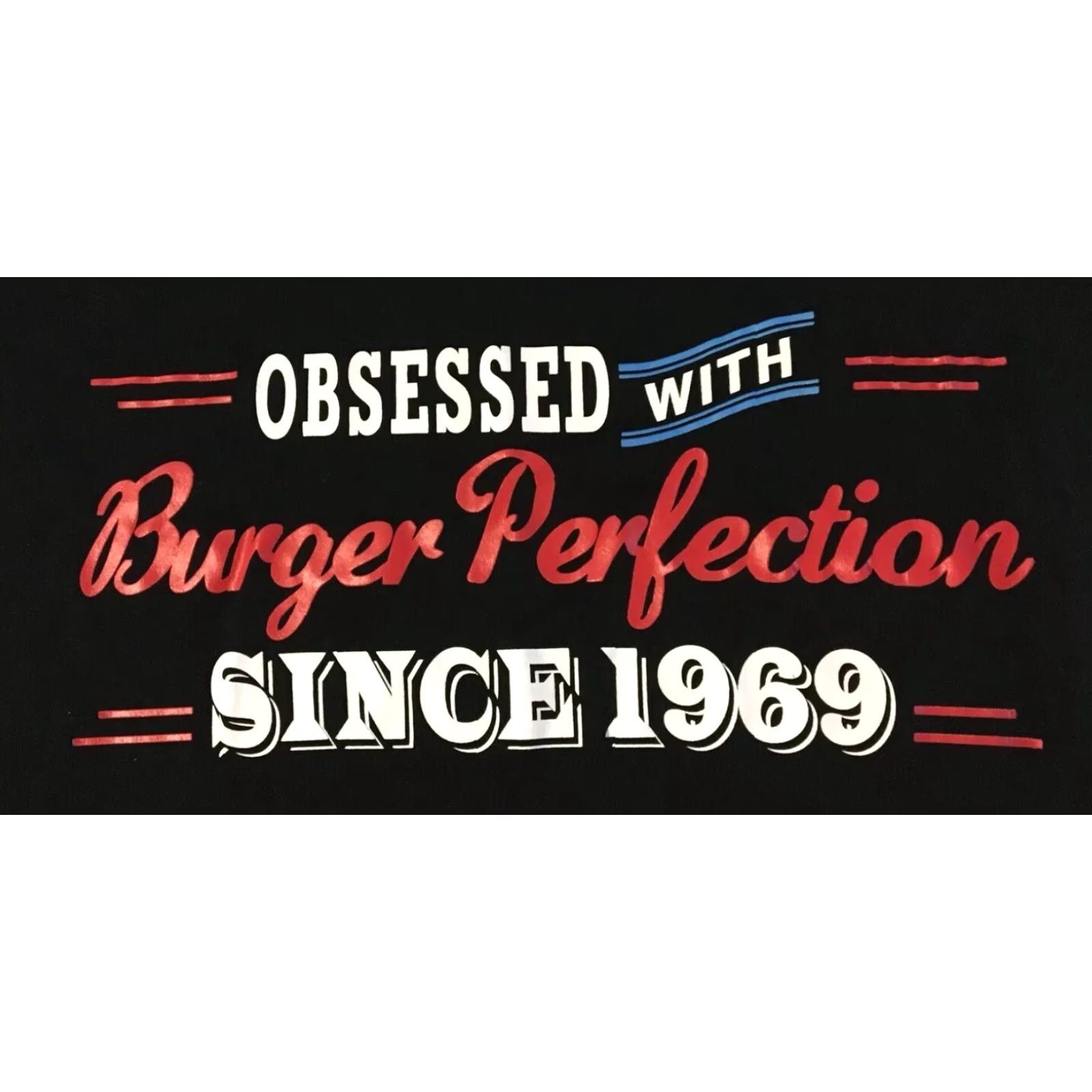 Vintage Obsessed With Burger Perfection Shirt L Men Black USA Burger Palm Trees Beach Sunset Ocean Graphic Tee Size US L / EU 52-54 / 3 - 2 Thumbnail