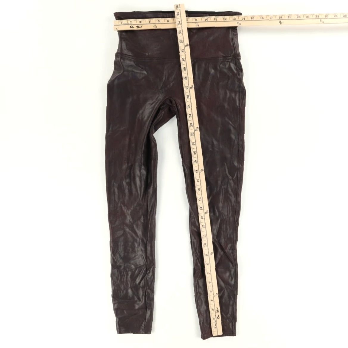 Spanx Spanx High Stretch Faux Leather Nylon Leggings Pants Maroon Women's L Size 36" / US 14 / IT 50 - 3 Thumbnail