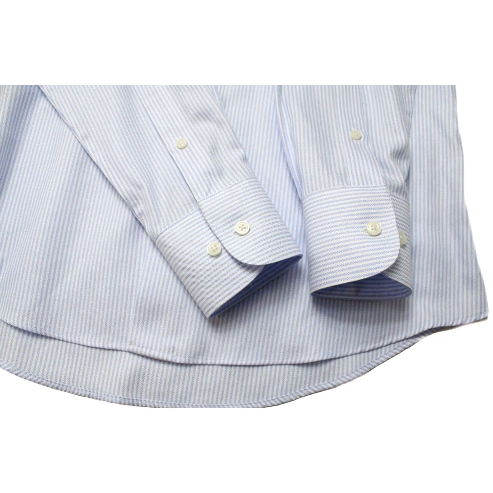 Suitsupply Suitsupply Pinstriped Dress Shirt Suitsupply Extra Slim Formal Shirt 39 / 15 1/2 Blue Men Long Sleeve Button-Up Shirt Size 40R - 5 Thumbnail