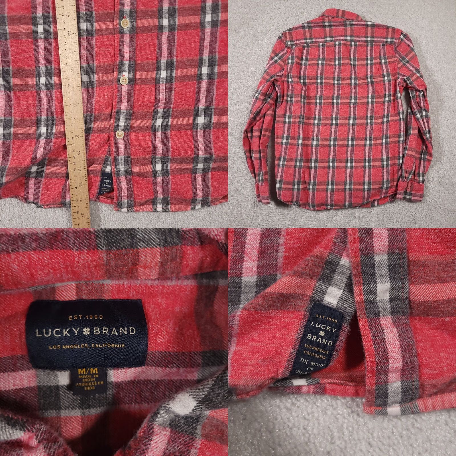 Lucky Brand Lucky Brand Flannel Shirt Mens Medium Red Plaid Button Up Casual Western Mens Regular Red Plaid Western 90s Modern Vintage-Style? Size US M / EU 48-50 / 2 - 8 Thumbnail