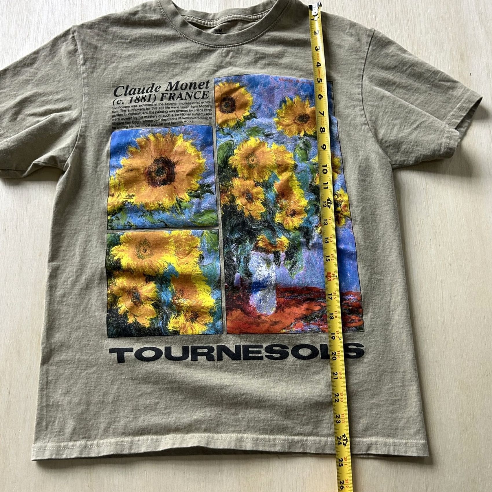 Sunflower VINTAGE Claude Monet Sunflowers Shirt Mens Medium Beige Tournesols Graphic Tee T-Shirt Size US M / EU 48-50 / 2 - 5 Thumbnail