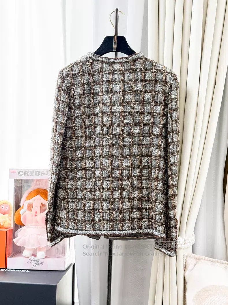 Chanel Chanel Gray coffee-colored tweed rolled edge woven jacket Size XS / US 0-2 / IT 36-38 - 2 Thumbnail