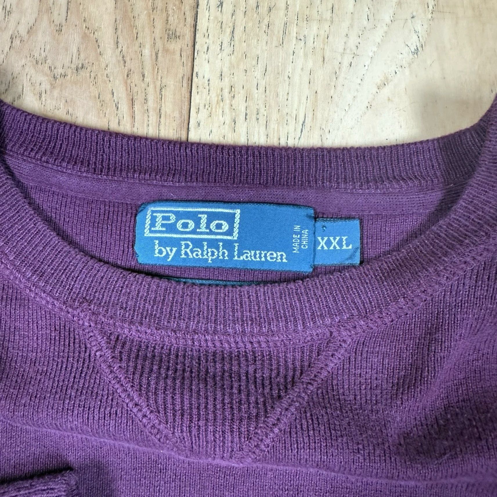 Ralph Lauren Ralph Lauren Sweatshirt? No: Polo Ralph Lauren Crewneck Sweater Mens 2XL Beige Pullover Cinched Waist Maroon Red 90s? Size US XXL / EU 58 / 5 - 3 Thumbnail