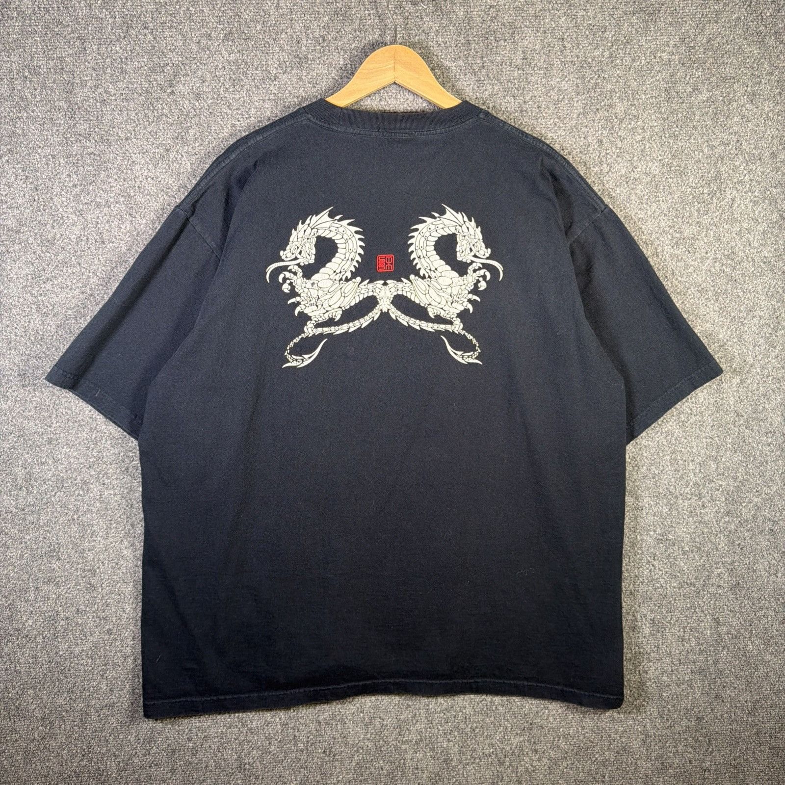 Vintage Stussy Shirt Mens 2XL Navy 90s Dragon Surf Skate