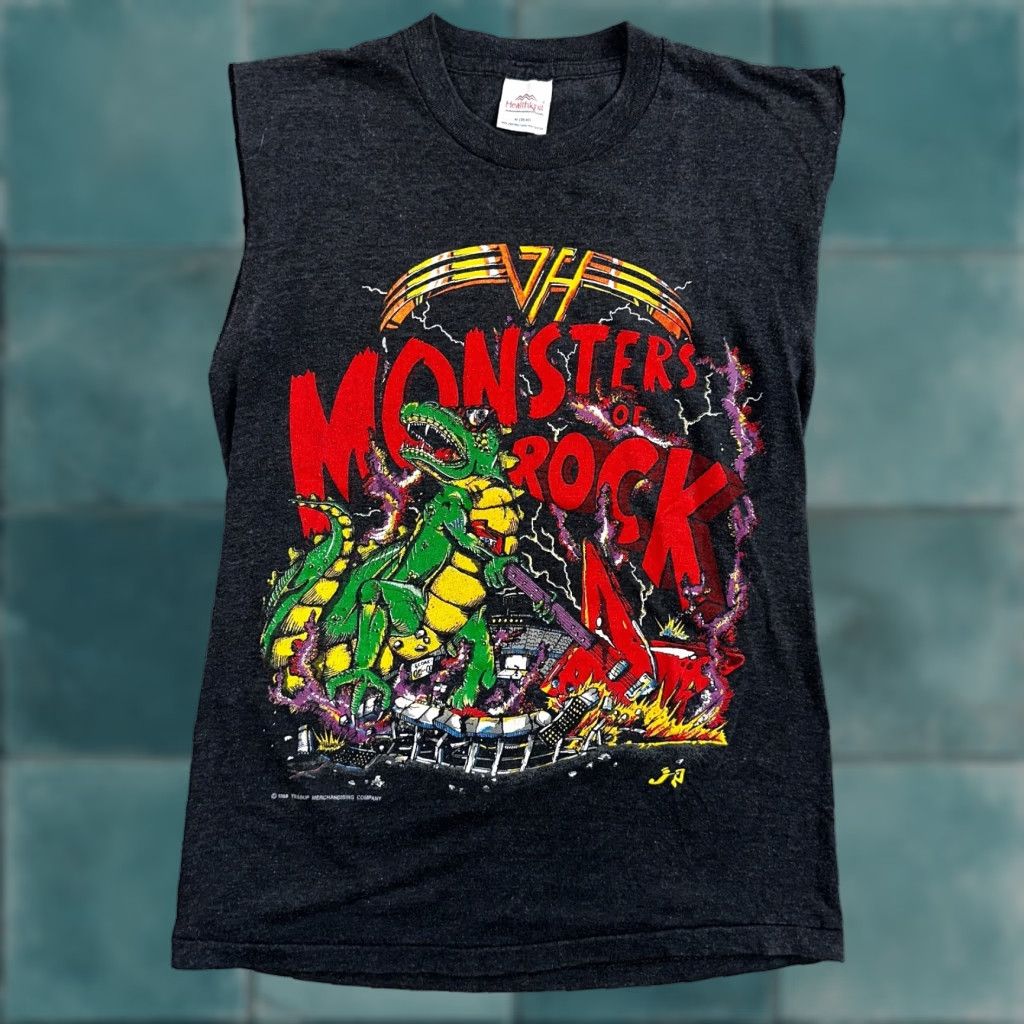 Vintage Vintage Van Halen Monsters Rock Tour 1988 T-Shirt Men's Medium Black Concert 80s Size US M / EU 48-50 / 2 - 1 Thumbnail
