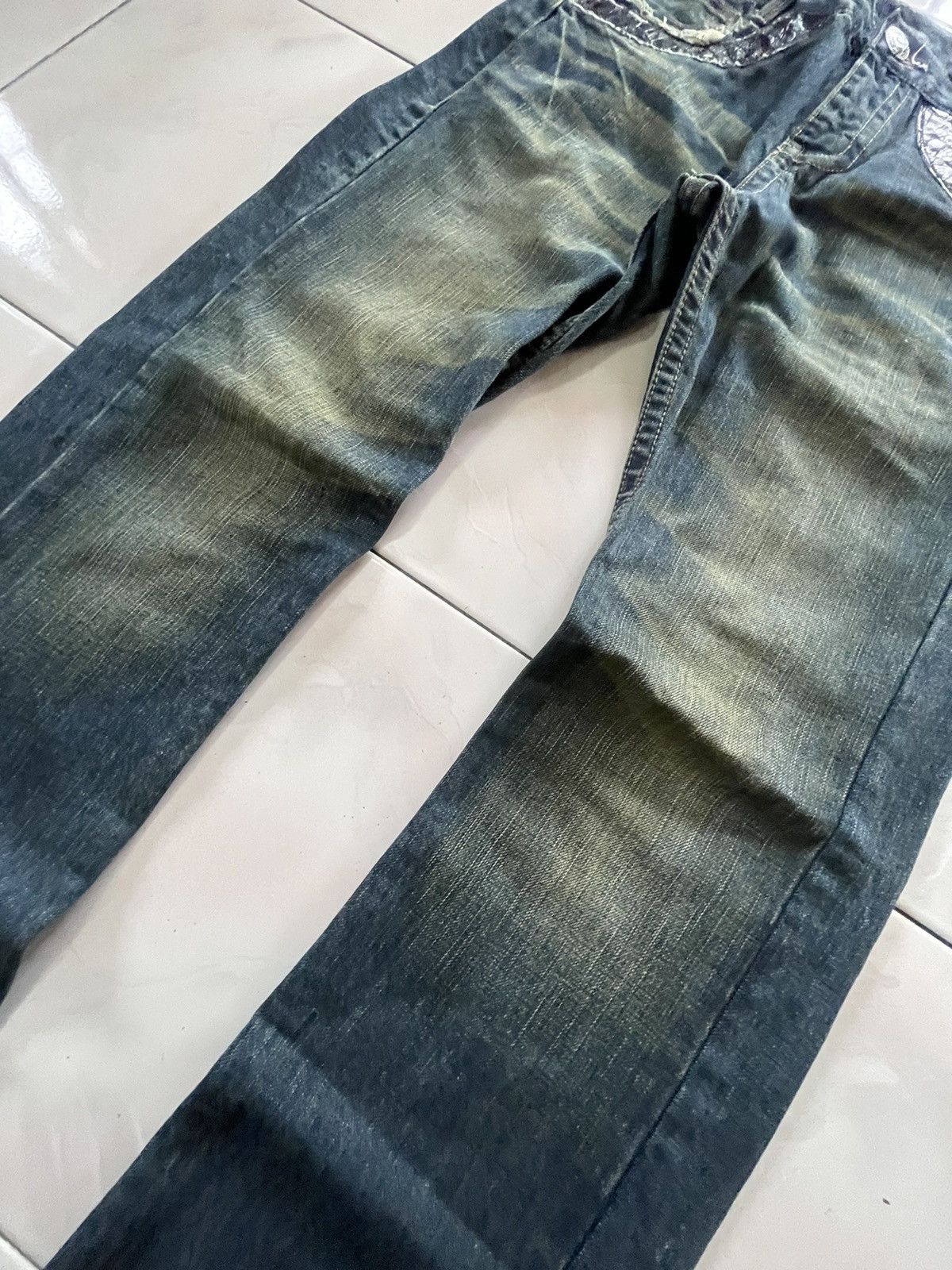 Japanese Brand × Tornado Mart Classical Elf Studded Leather Crafted Muddy Wash Denim Jeans Size US 30 / EU 46 - 13 Thumbnail